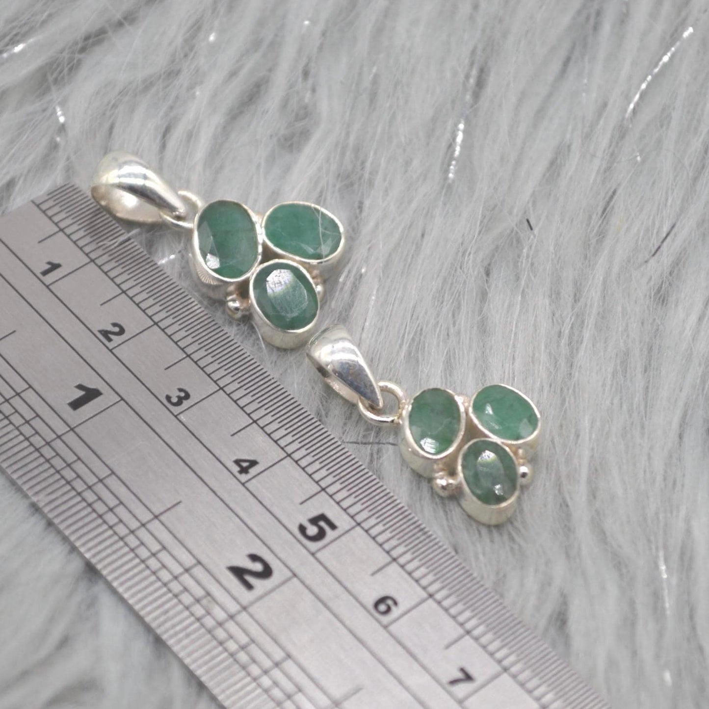 Emerald Pendant: Sterling Silver, May Birthstone