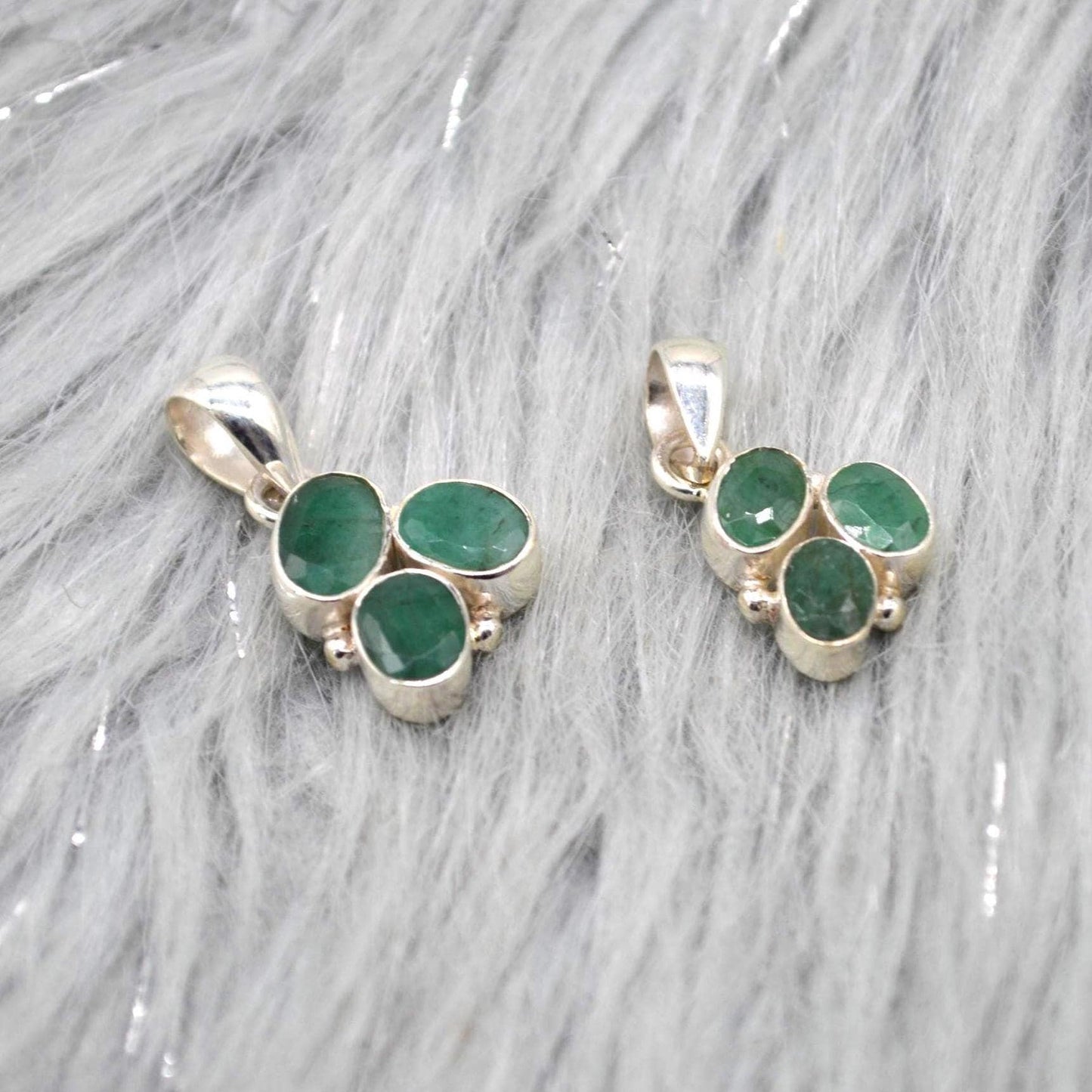 Emerald Pendant: Sterling Silver, May Birthstone