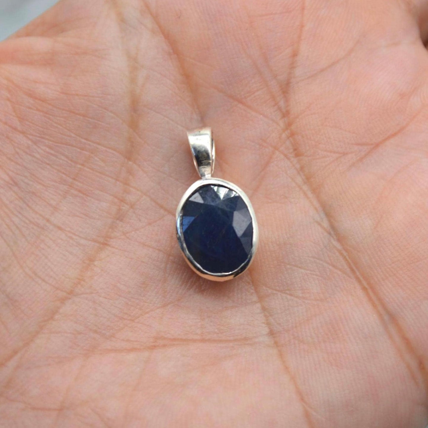 Sapphire Pendant Necklace: Sterling Silver, Blue Gemstone, September Birthstone, Oval or Teardrop