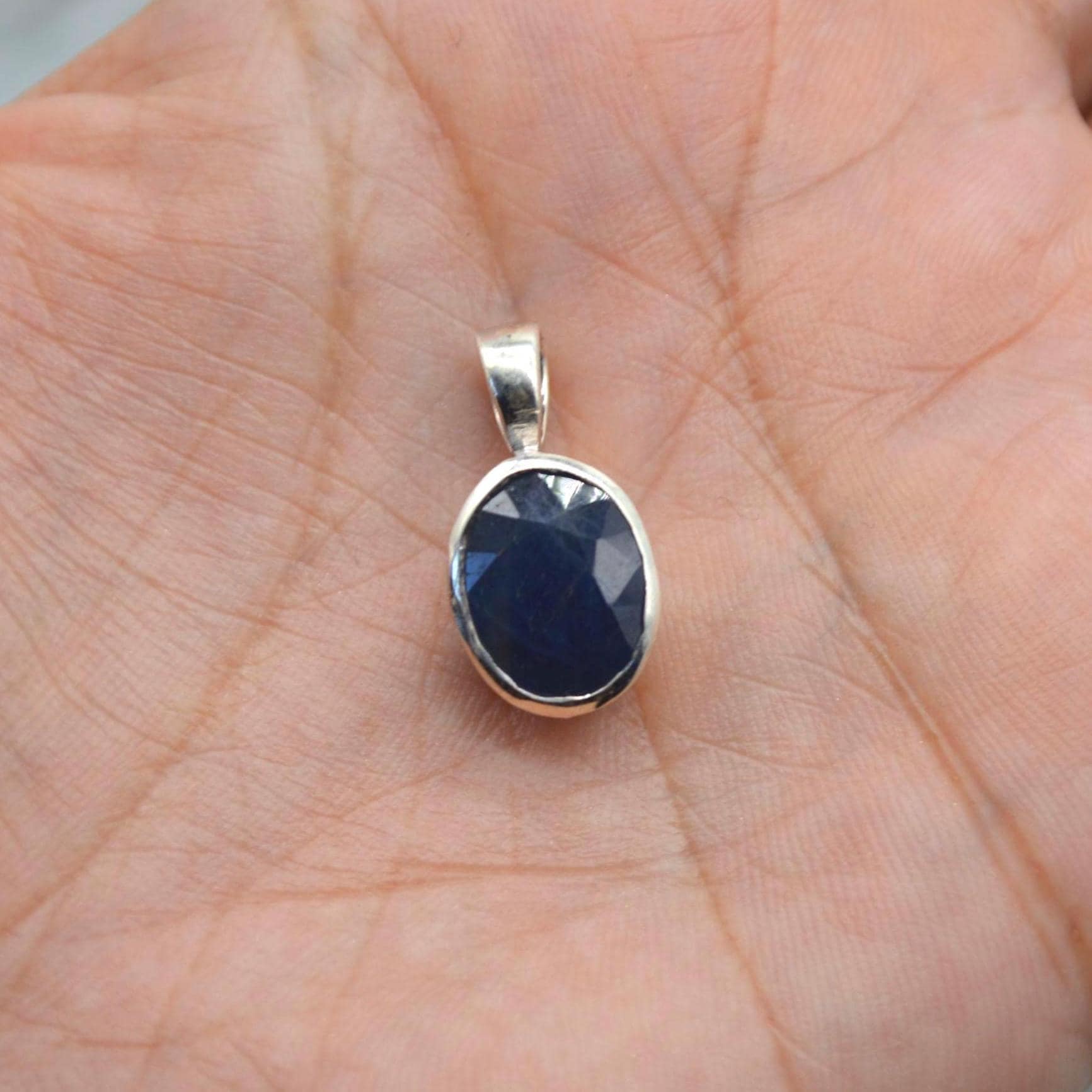 Sapphire Pendant Necklace: Sterling Silver, Blue Gemstone, September Birthstone, Oval or Teardrop