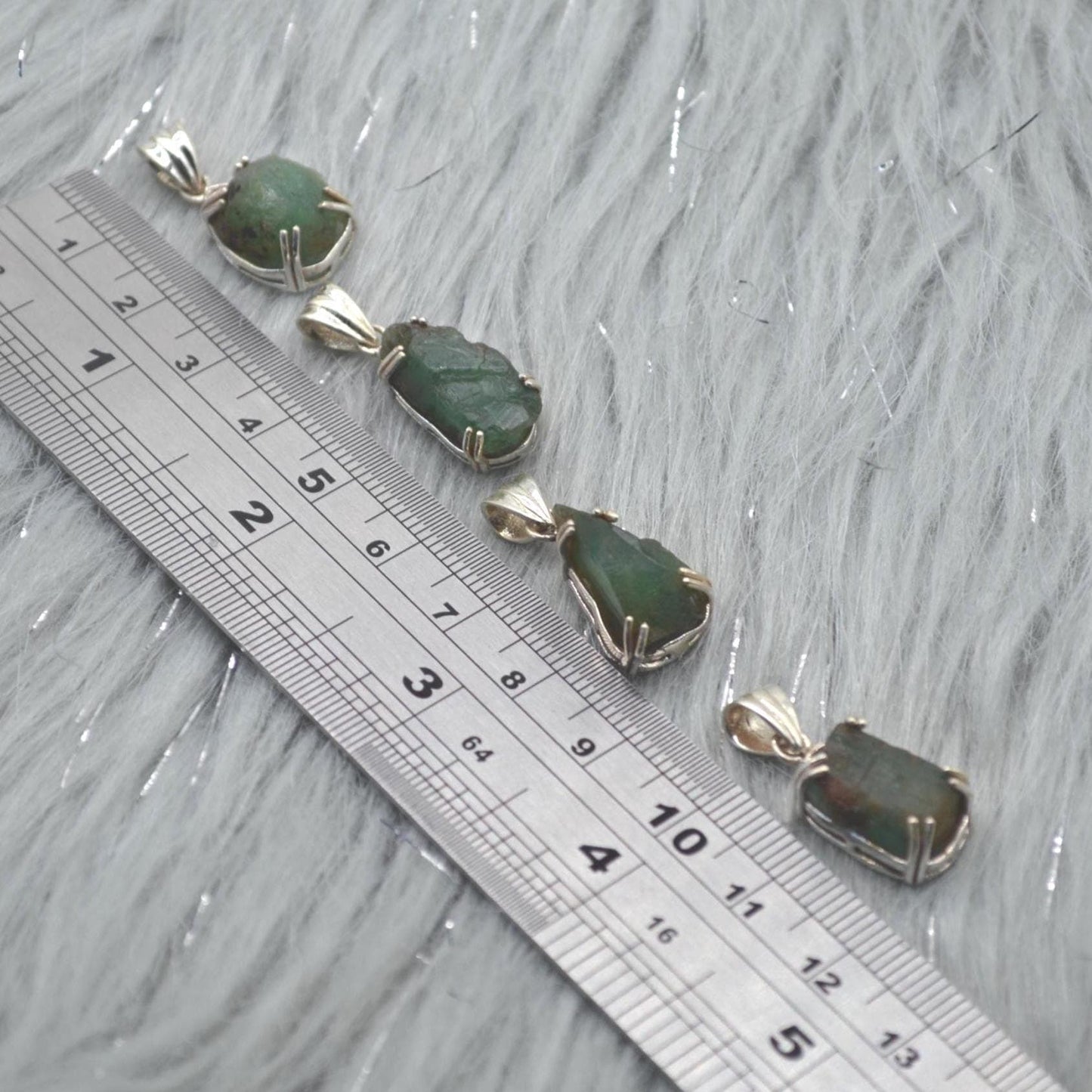 Raw Emerald Pendant Necklace: Sterling Silver Chain, May Birthstone Jewelry, Green Gemstone