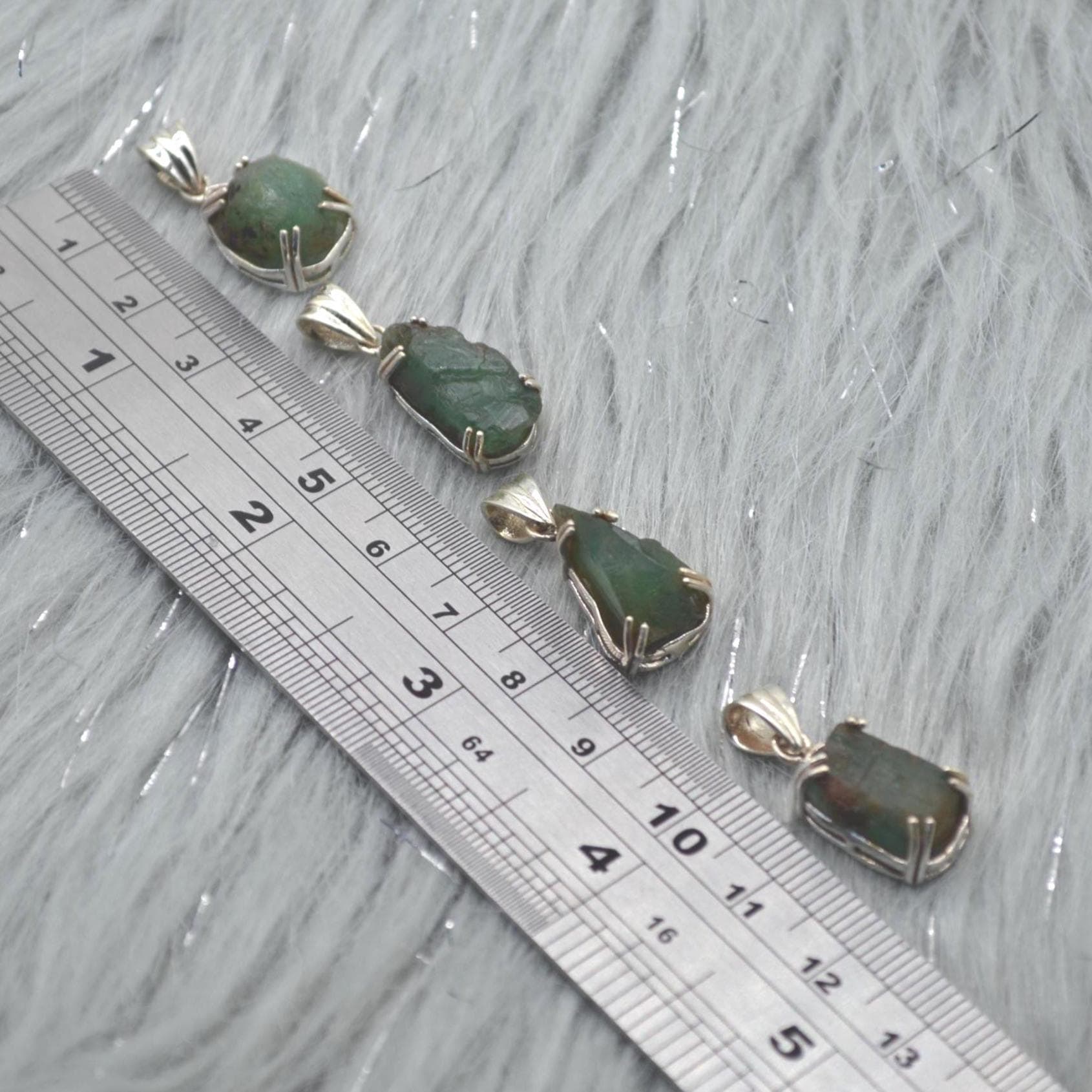 Raw Emerald Pendant Necklace: Sterling Silver Chain, May Birthstone Jewelry, Green Gemstone