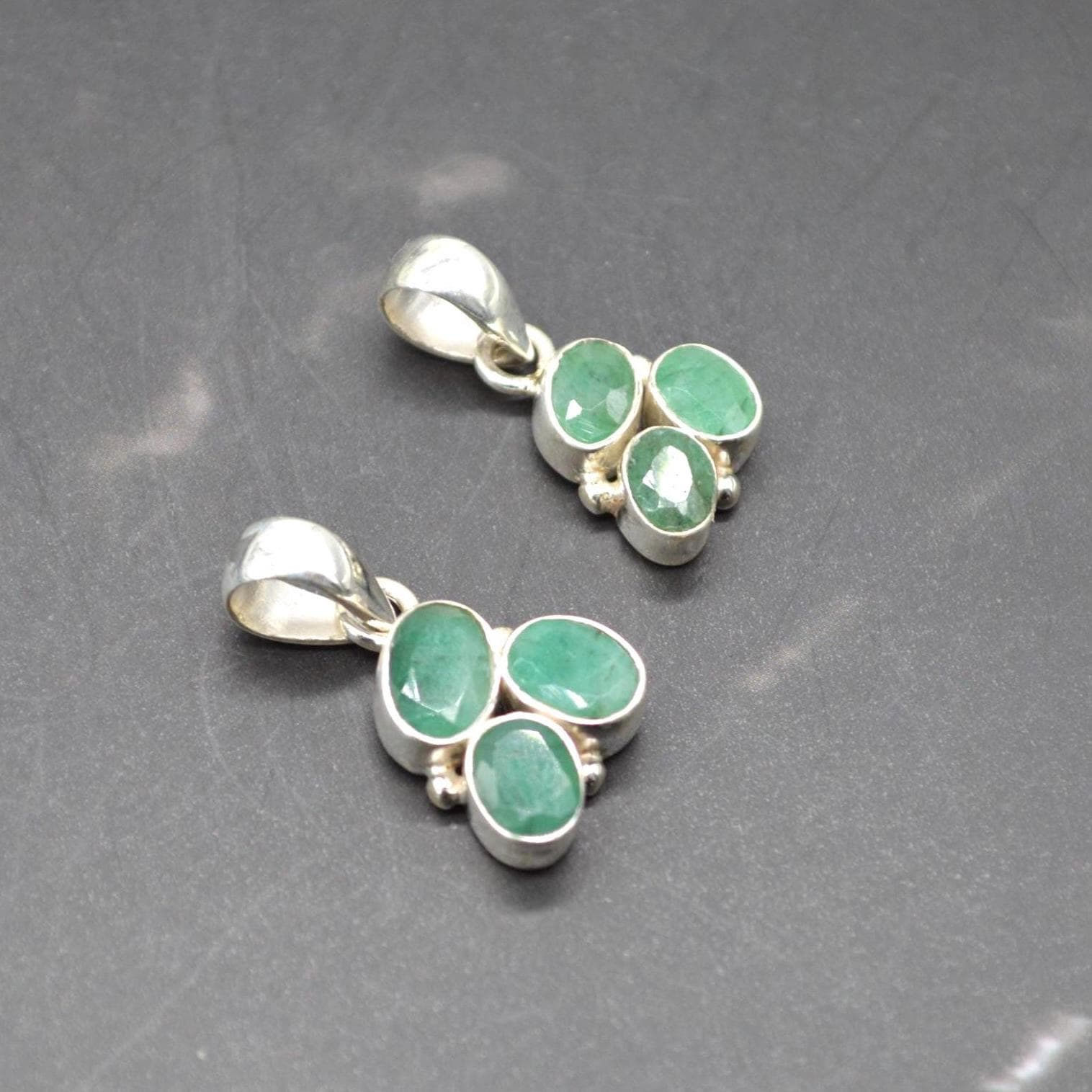 Emerald Pendant: Sterling Silver, May Birthstone