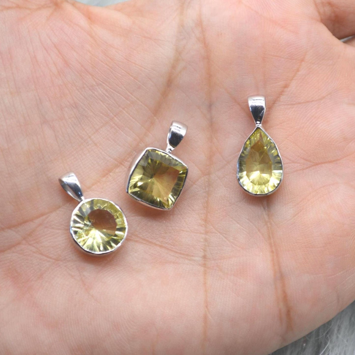Lemon Quartz Pendant Necklace: Sterling Silver, Yellow Gemstone