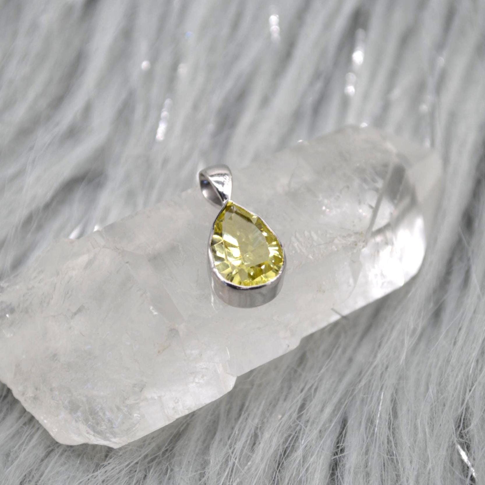 Lemon Quartz Pendant Necklace: Sterling Silver, Yellow Gemstone