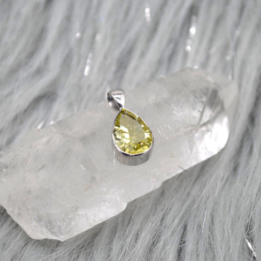 Lemon Quartz Pendant Necklace: Sterling Silver, Yellow Gemstone