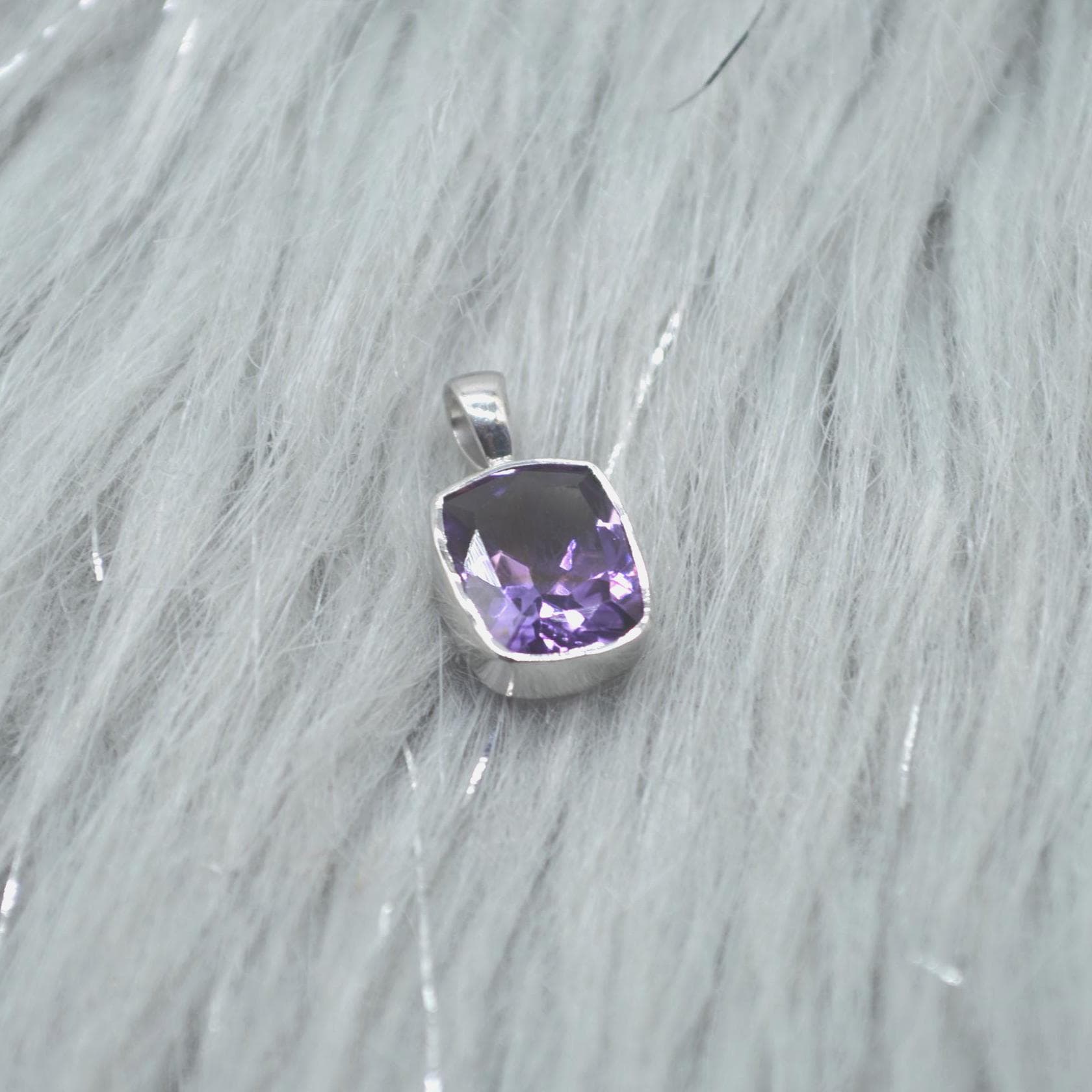 Amethyst Pendant Necklace: Sterling Silver, February Birthstone, Purple Gemstone Jewelry