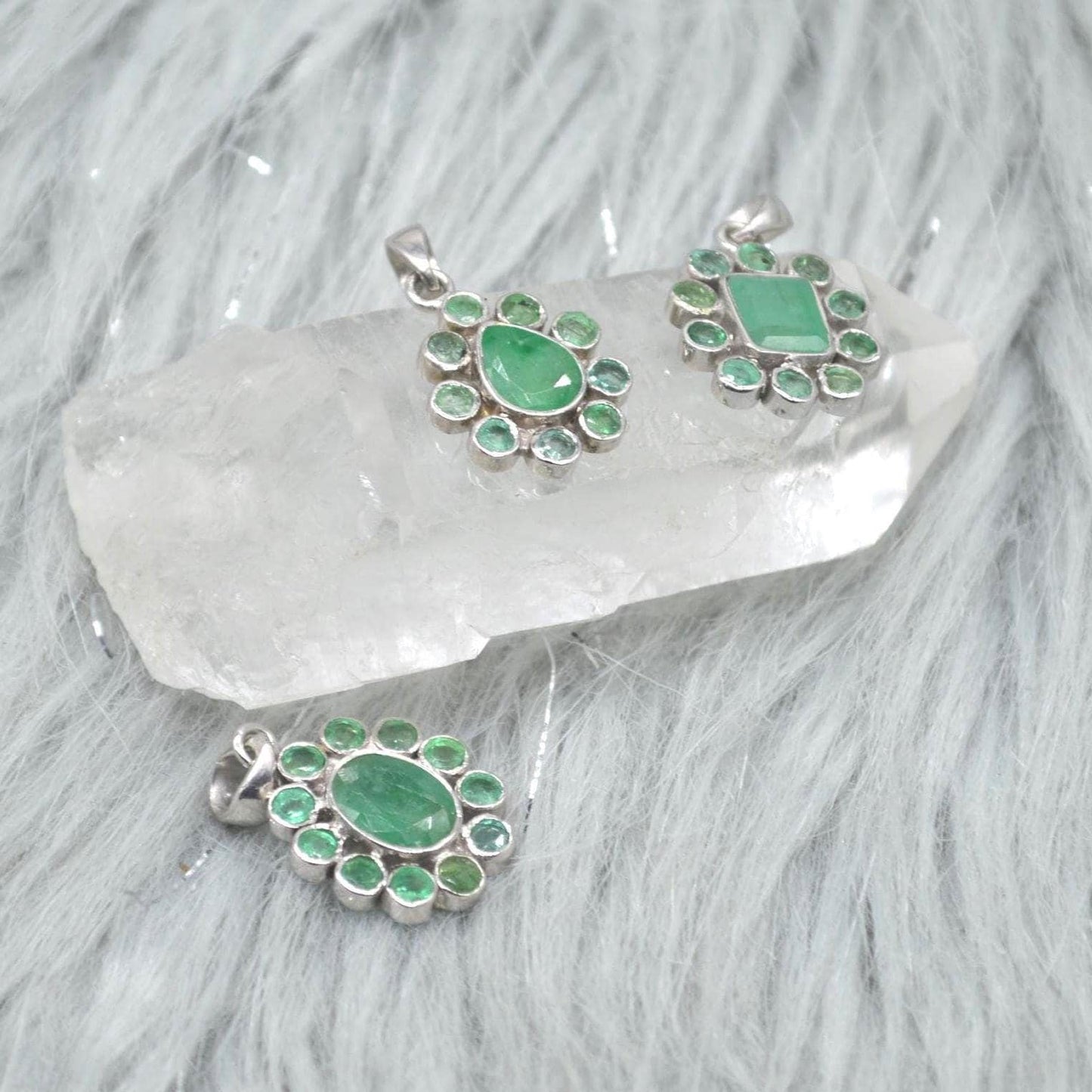 Emerald Pendant Necklace: Sterling Silver, May Birthstone, Green Gemstone