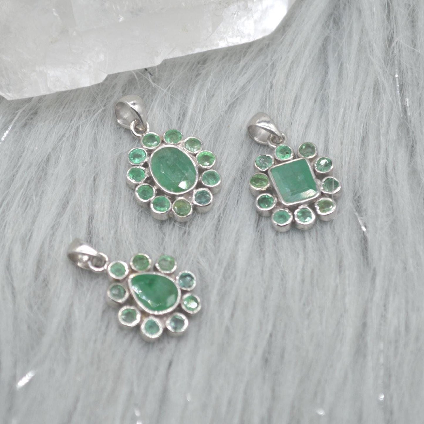 Emerald Pendant Necklace: Sterling Silver, May Birthstone, Green Gemstone