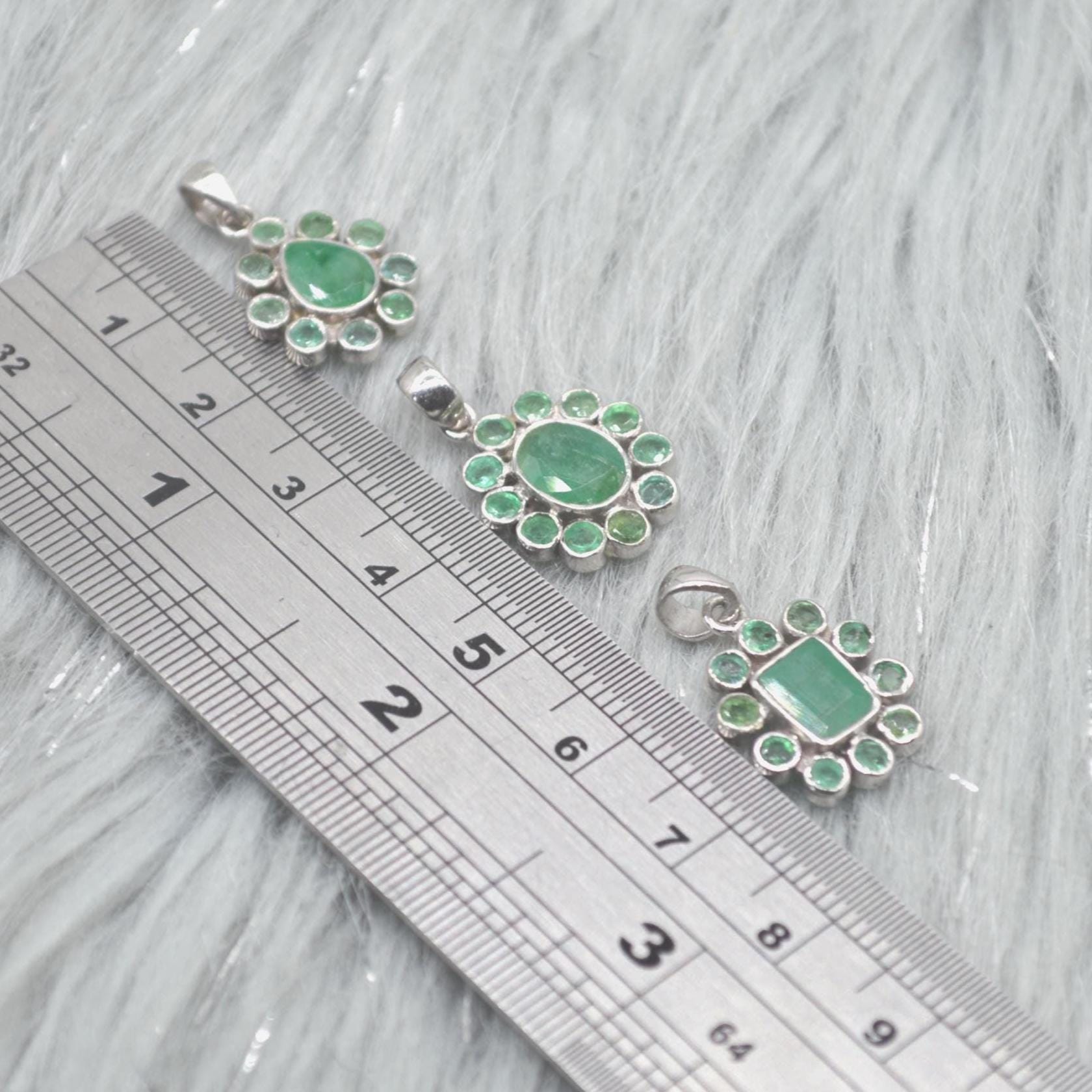 Emerald Pendant Necklace: Sterling Silver, May Birthstone, Green Gemstone