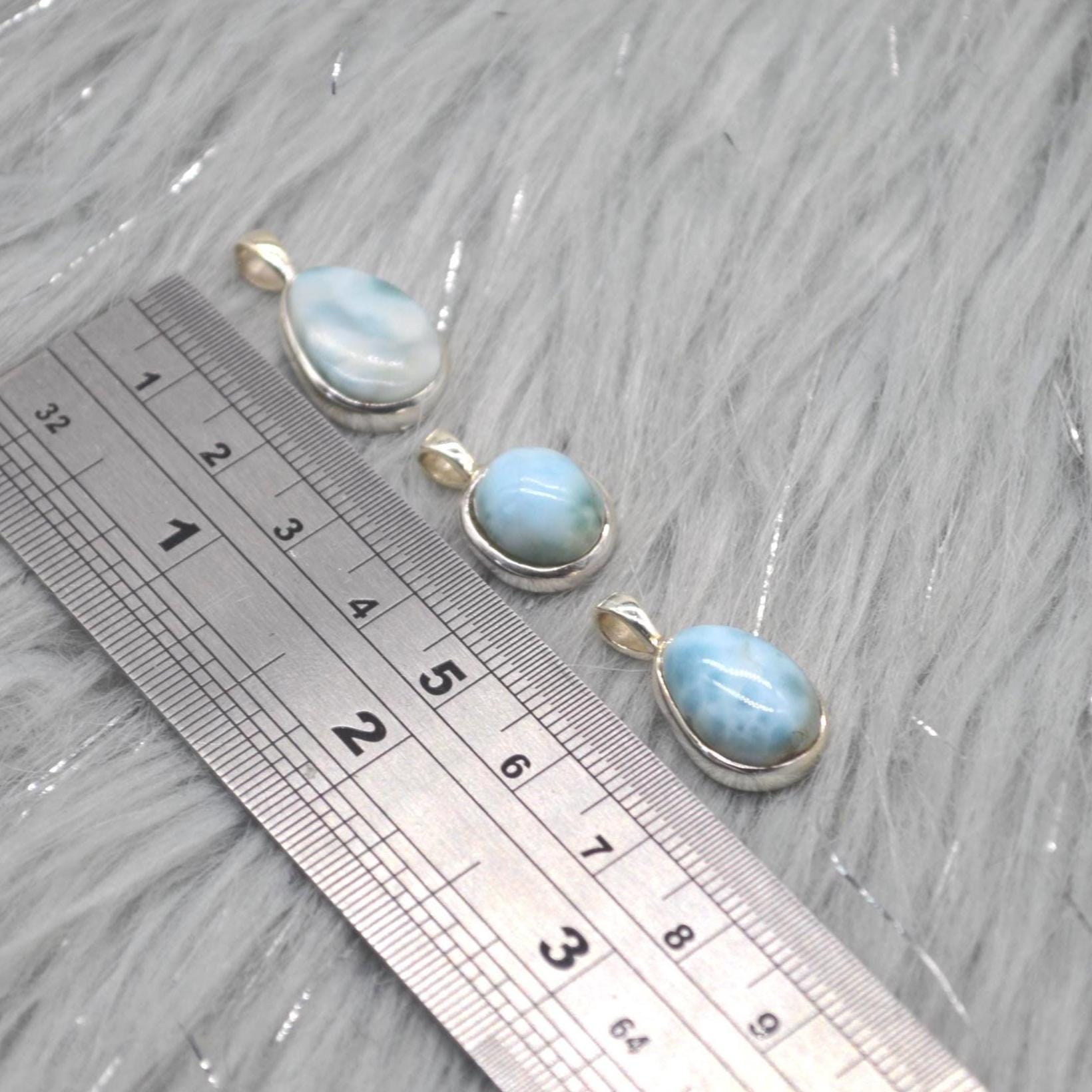 Larimar Pendant Necklace: Sterling Silver, Blue Gemstone