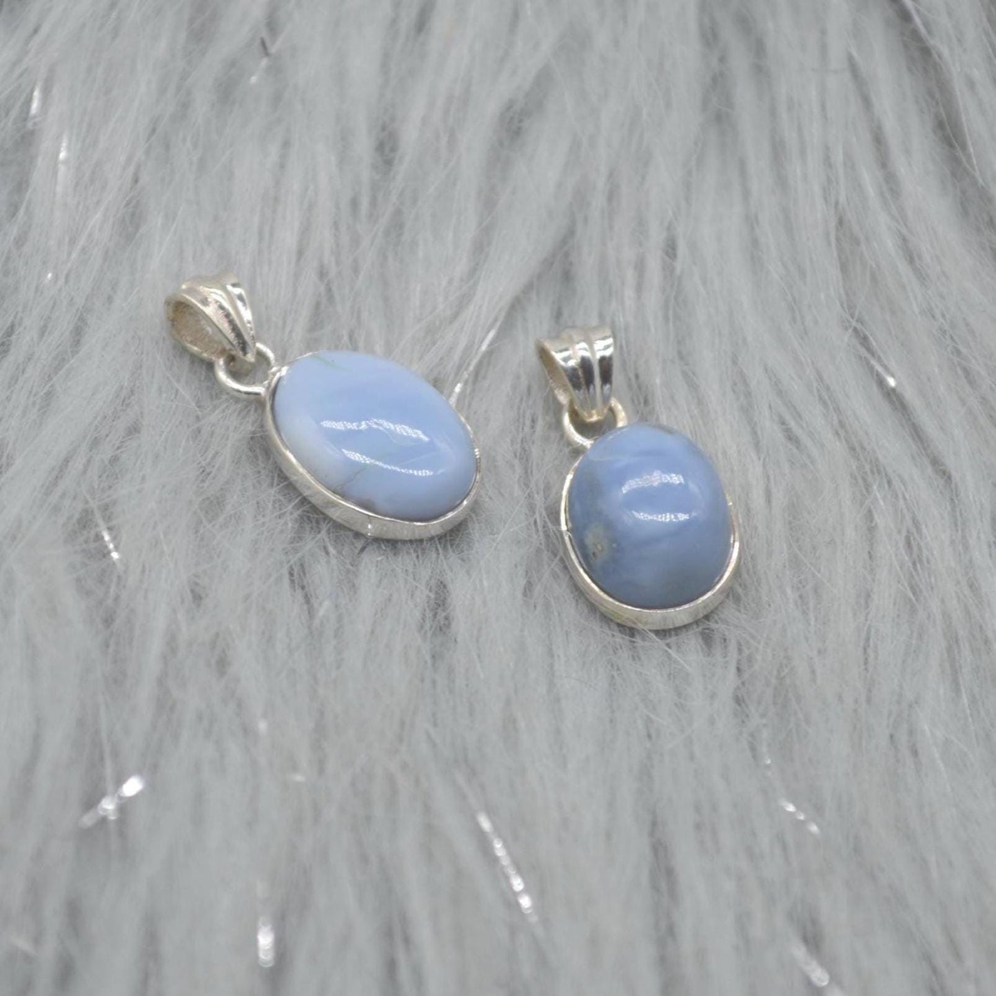 Blue Opal Pendant Necklace: Sterling Silver, Blue Gemstone, October Birthstone