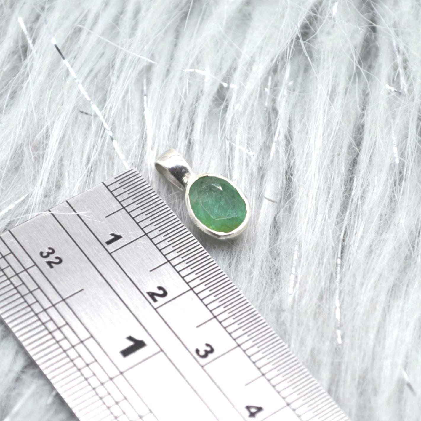Emerald Pendant Necklace: Sterling Silver, May Birthstone, Oval Green Gemstone