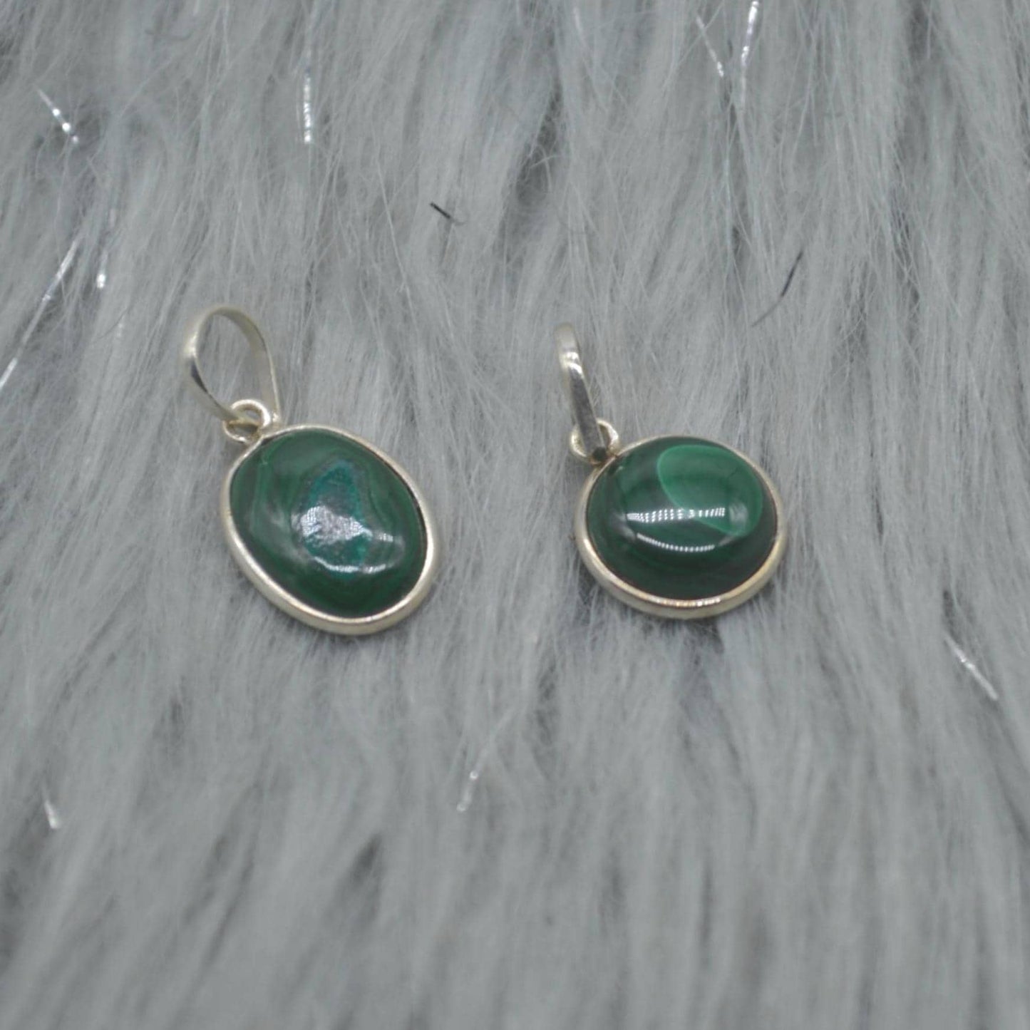 Malachite Pendant: Sterling Silver, Green Gemstone, Oval or Round