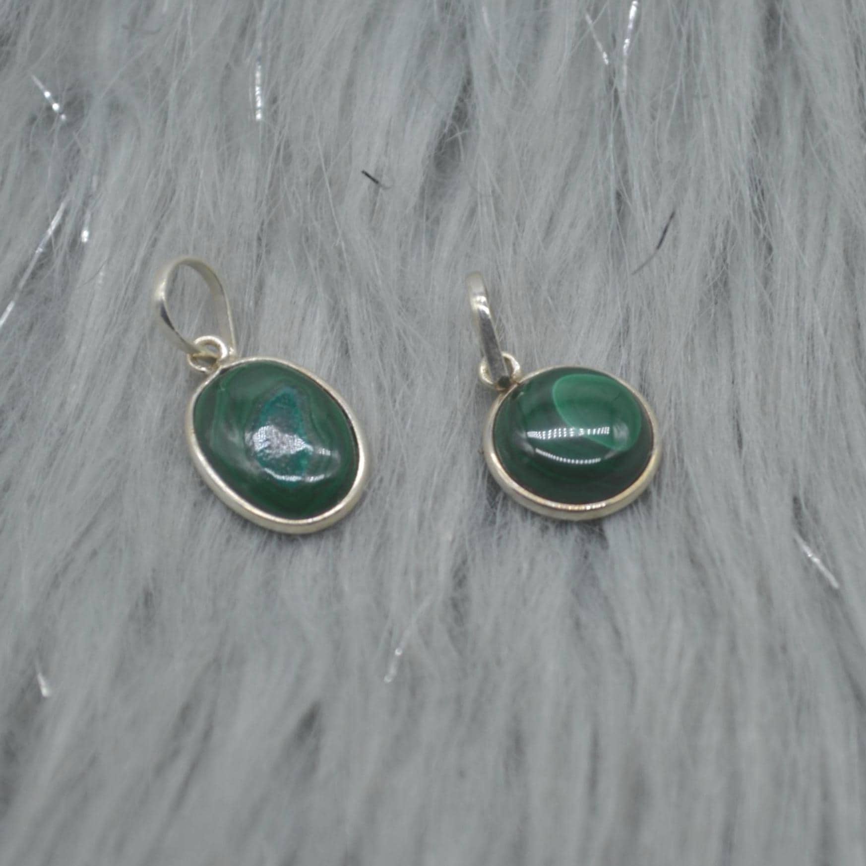 Malachite Pendant: Sterling Silver, Green Gemstone, Oval or Round