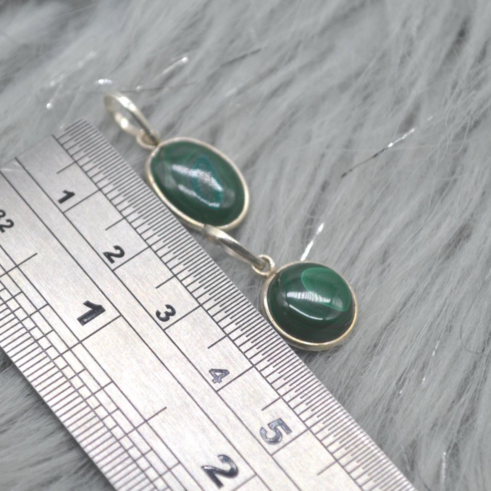 Malachite Pendant: Sterling Silver, Green Gemstone, Oval or Round