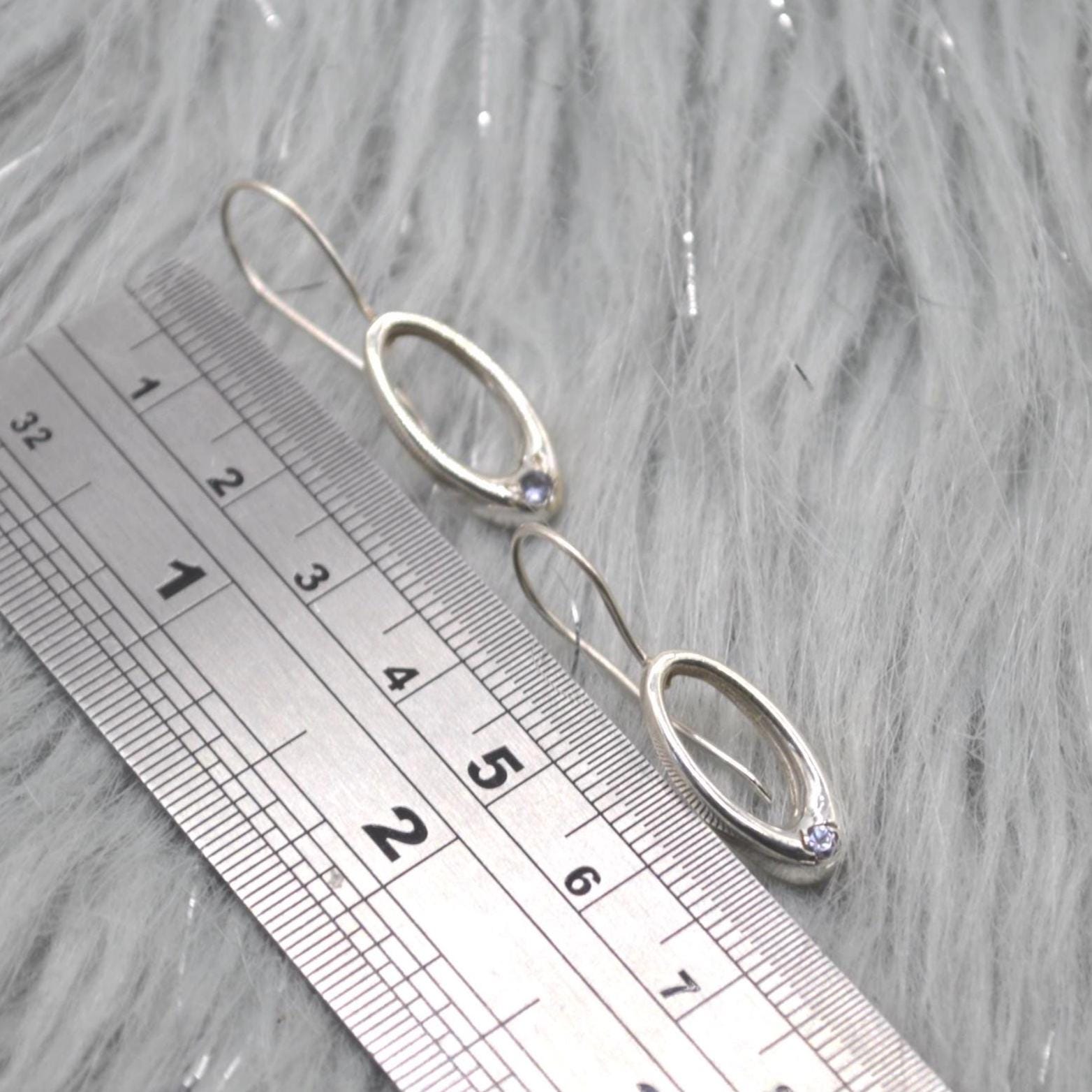 Citrine or Iolite Silver Earrings: Oval Gemstone Drop