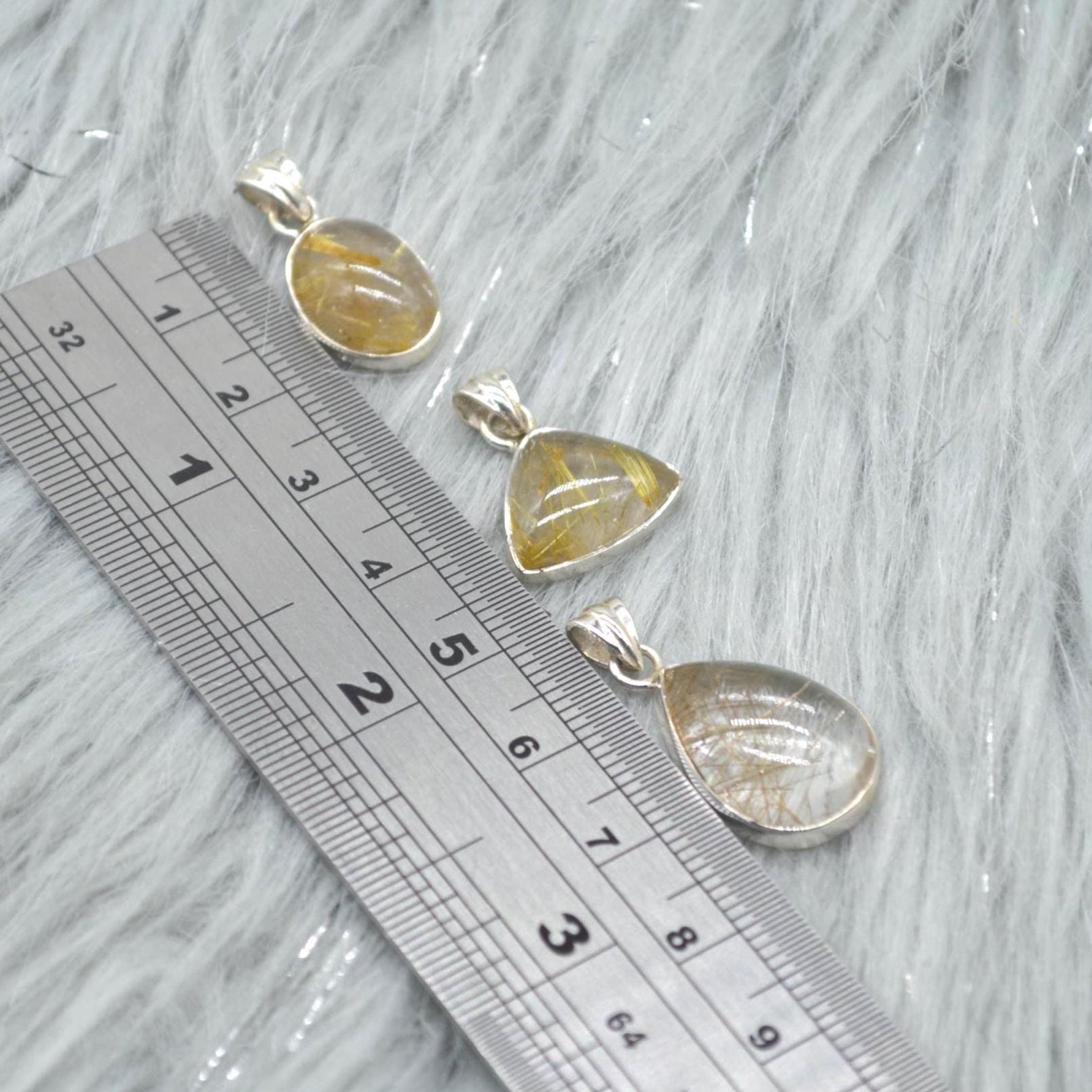 Golden Rutilated Quartz Pendant: Sterling Silver, Gemstone Jewelry