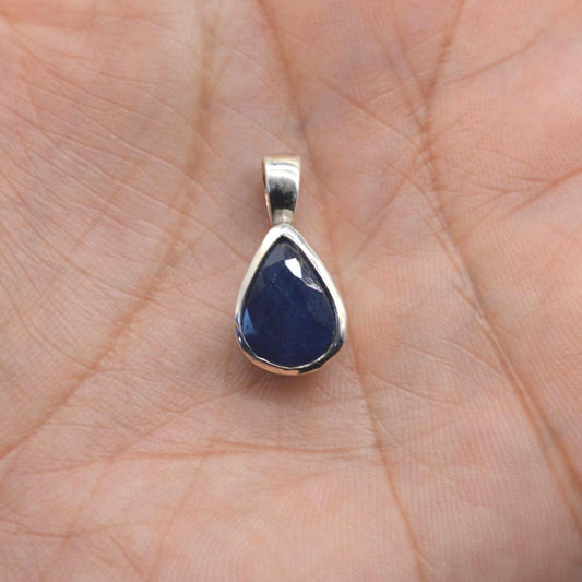 Sapphire Pendant Necklace: Sterling Silver, Blue Gemstone, September Birthstone, Oval or Teardrop