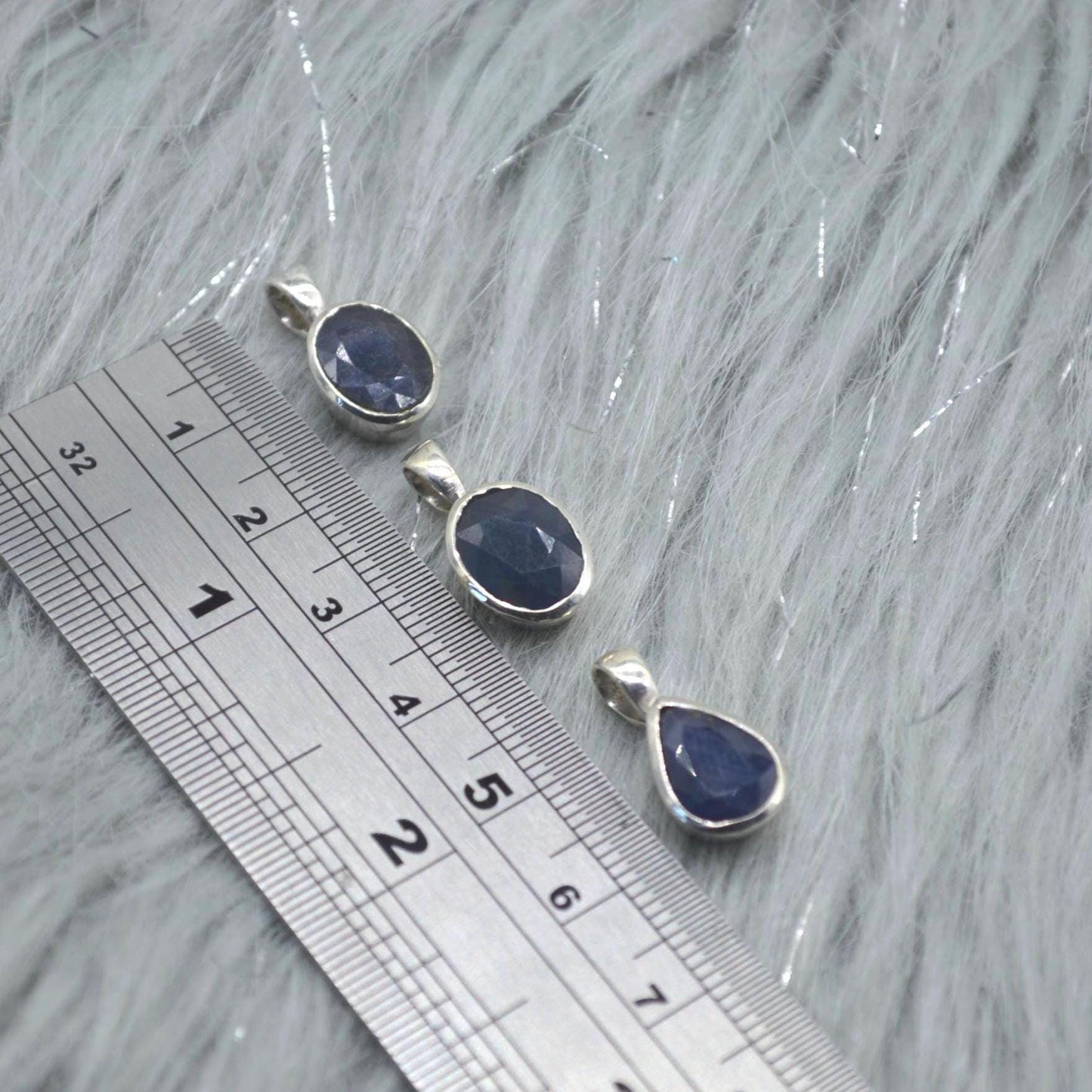 Sapphire Pendant Necklace: Sterling Silver, Blue Gemstone, September Birthstone, Oval or Teardrop