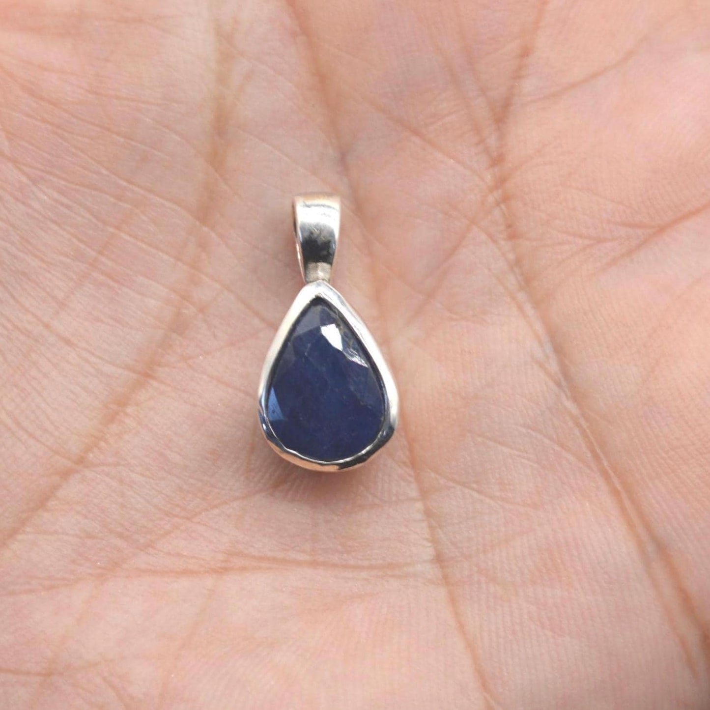 Sapphire Pendant Necklace: Sterling Silver, Blue Gemstone, September Birthstone, Oval or Teardrop