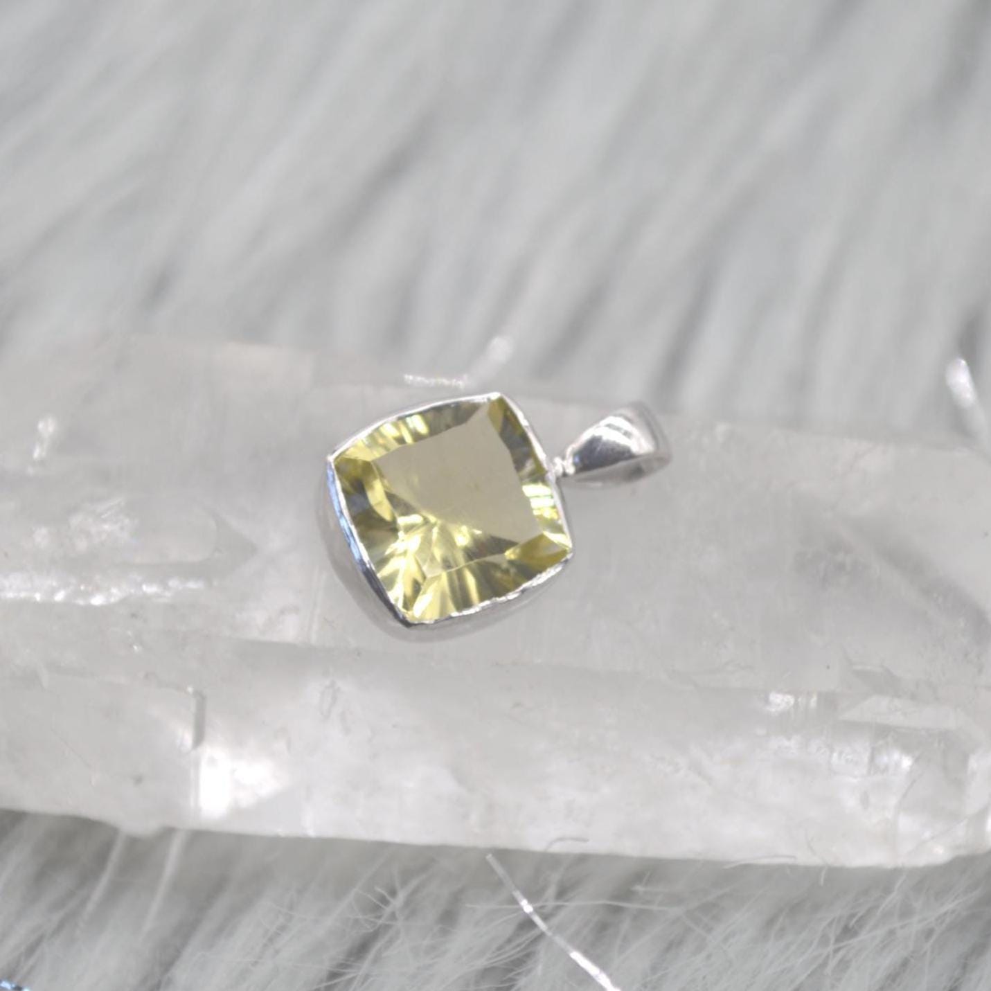 Lemon Quartz Pendant Necklace: Sterling Silver, Yellow Gemstone