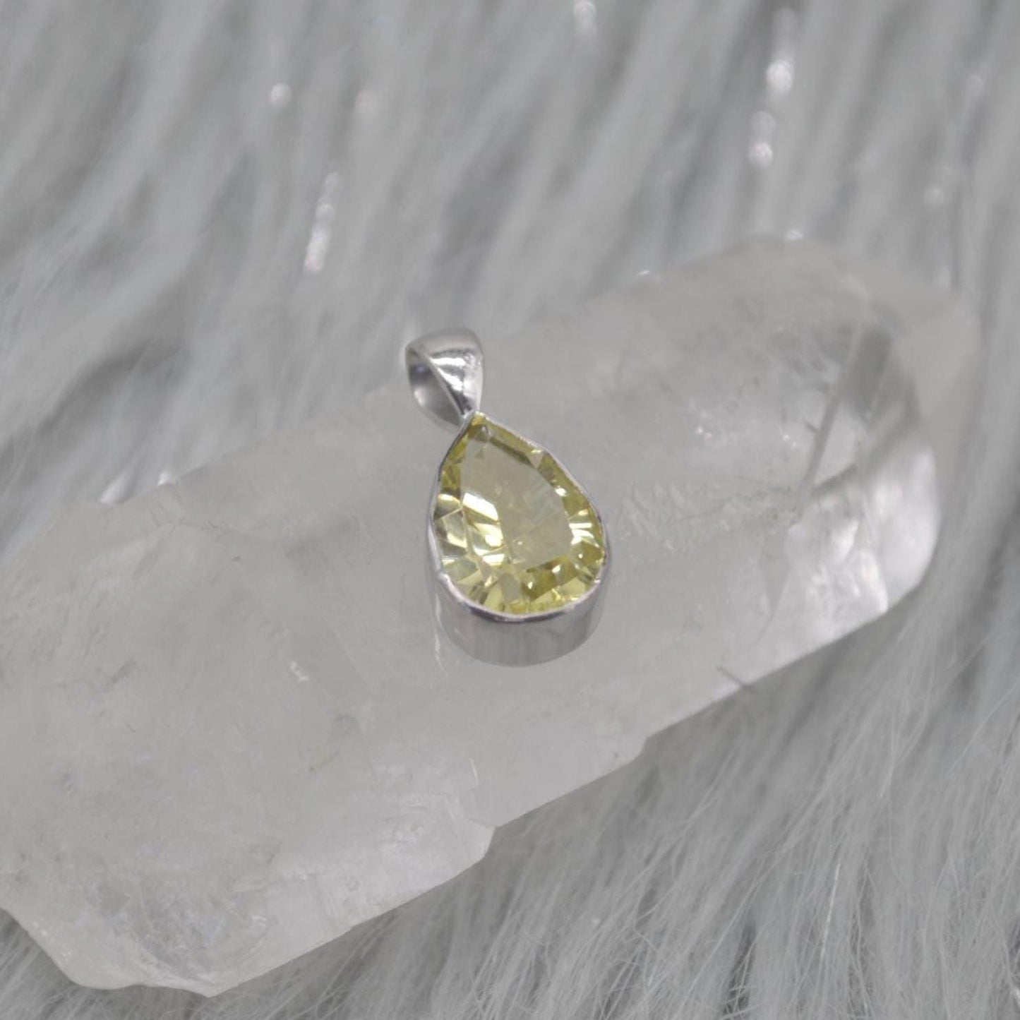 Lemon Quartz Pendant Necklace: Sterling Silver, Yellow Gemstone