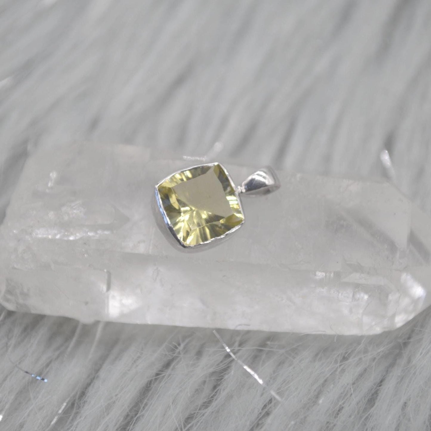 Lemon Quartz Pendant Necklace: Sterling Silver, Yellow Gemstone