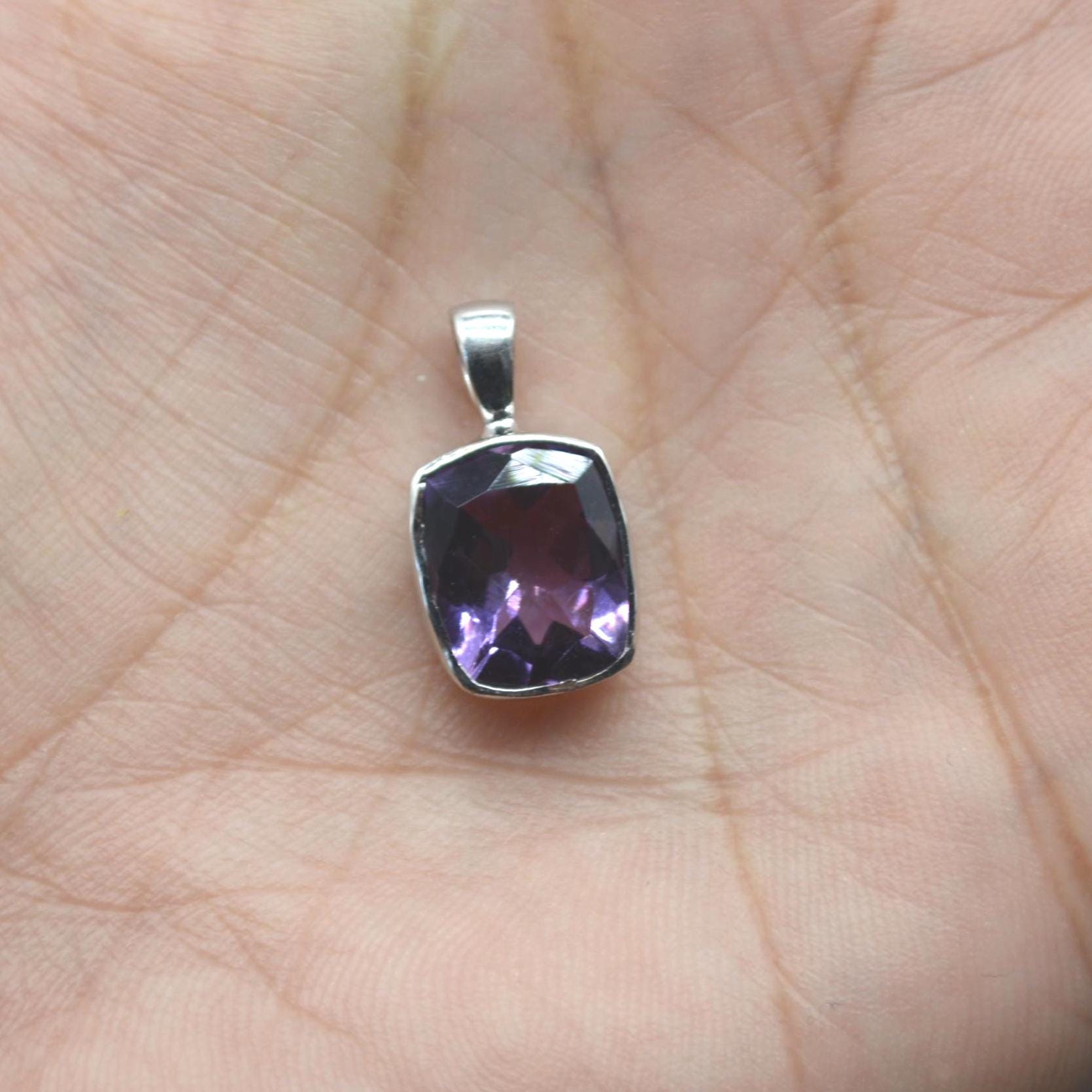 Amethyst Pendant Necklace: Sterling Silver, February Birthstone, Purple Gemstone Jewelry