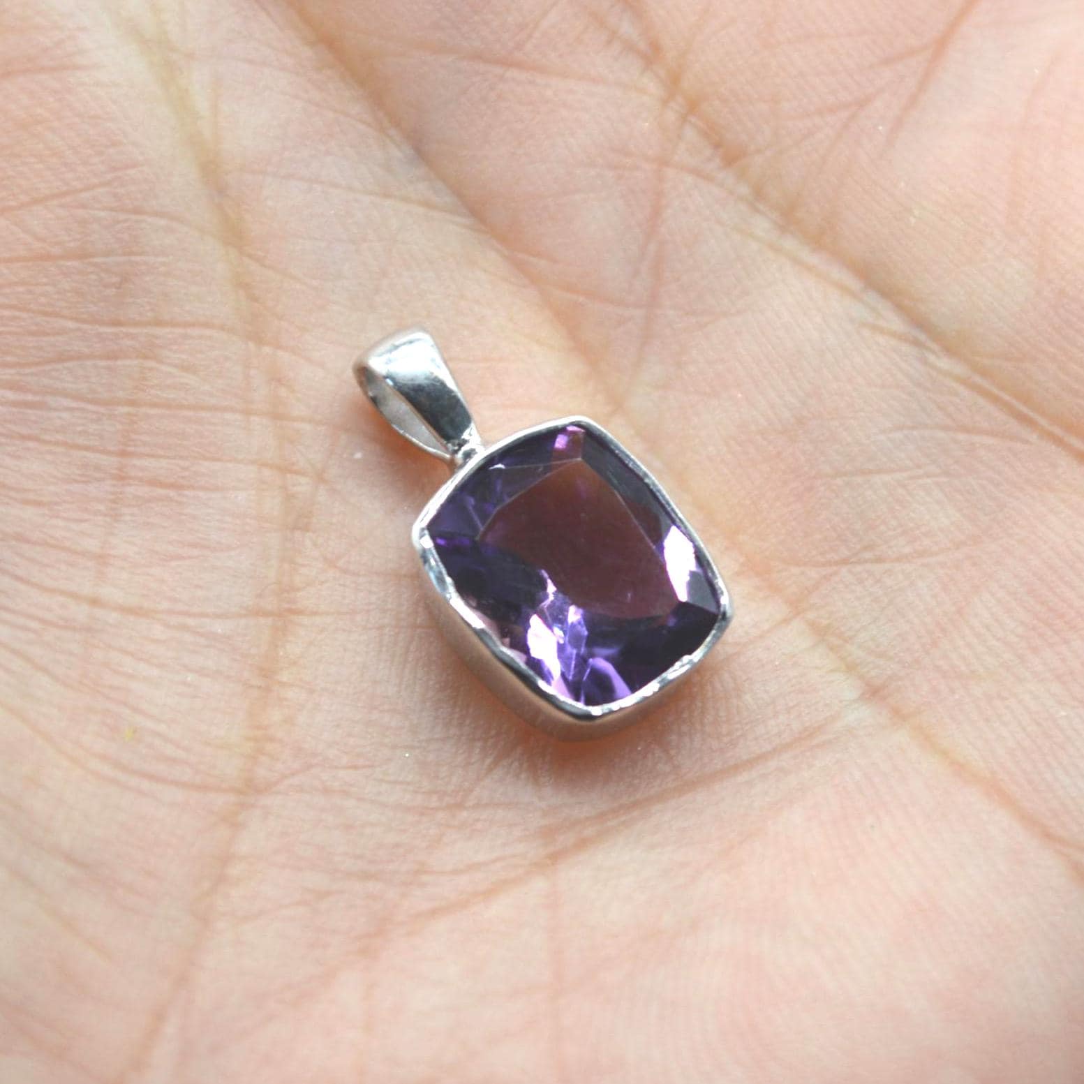 Amethyst Pendant Necklace: Sterling Silver, February Birthstone, Purple Gemstone Jewelry