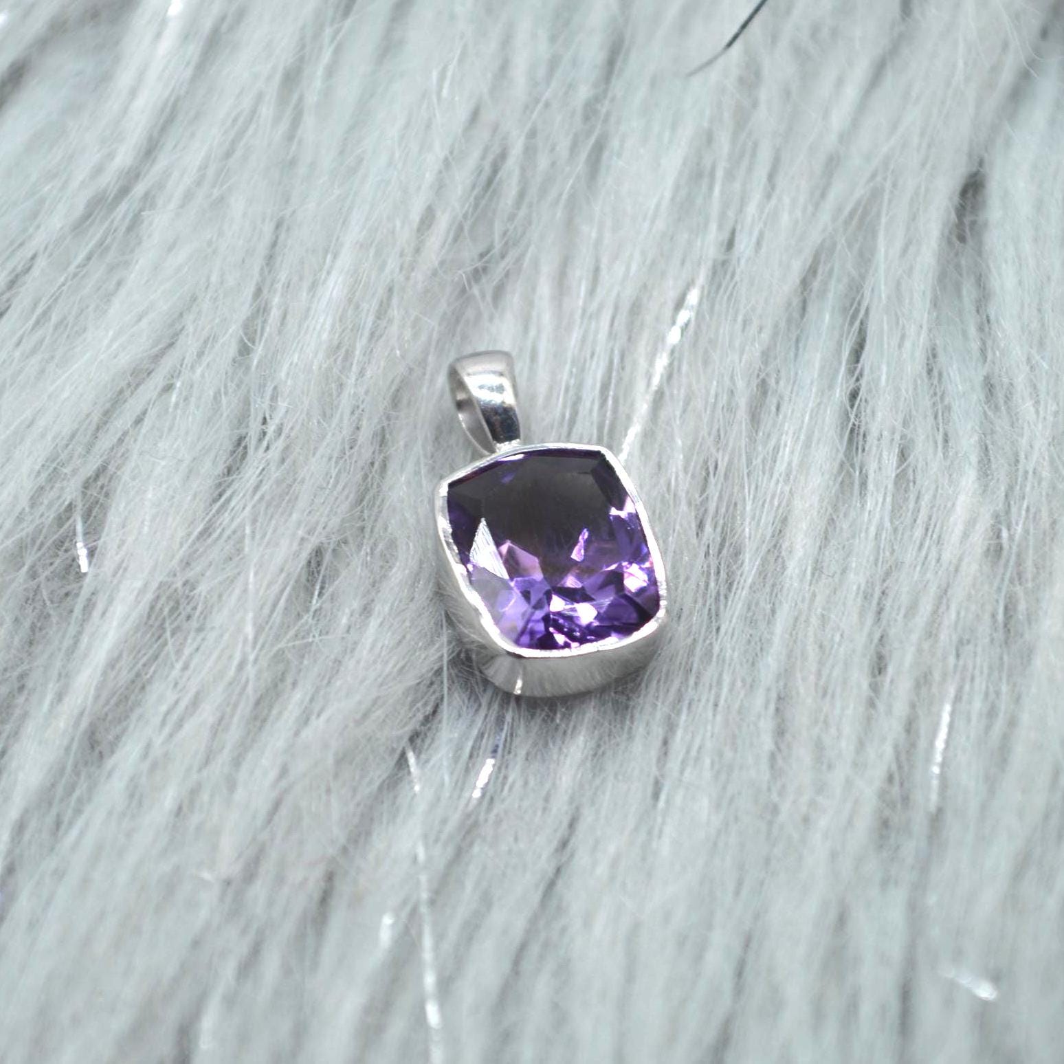 Amethyst Pendant Necklace: Sterling Silver, February Birthstone, Purple Gemstone Jewelry