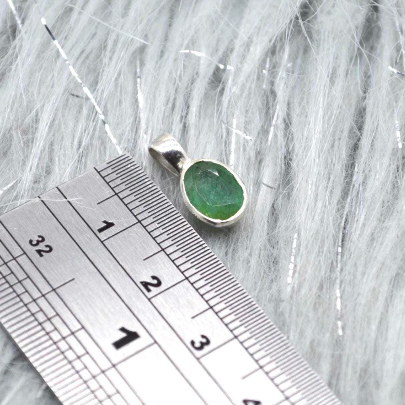 Emerald Pendant Necklace: Sterling Silver, May Birthstone, Oval Green Gemstone