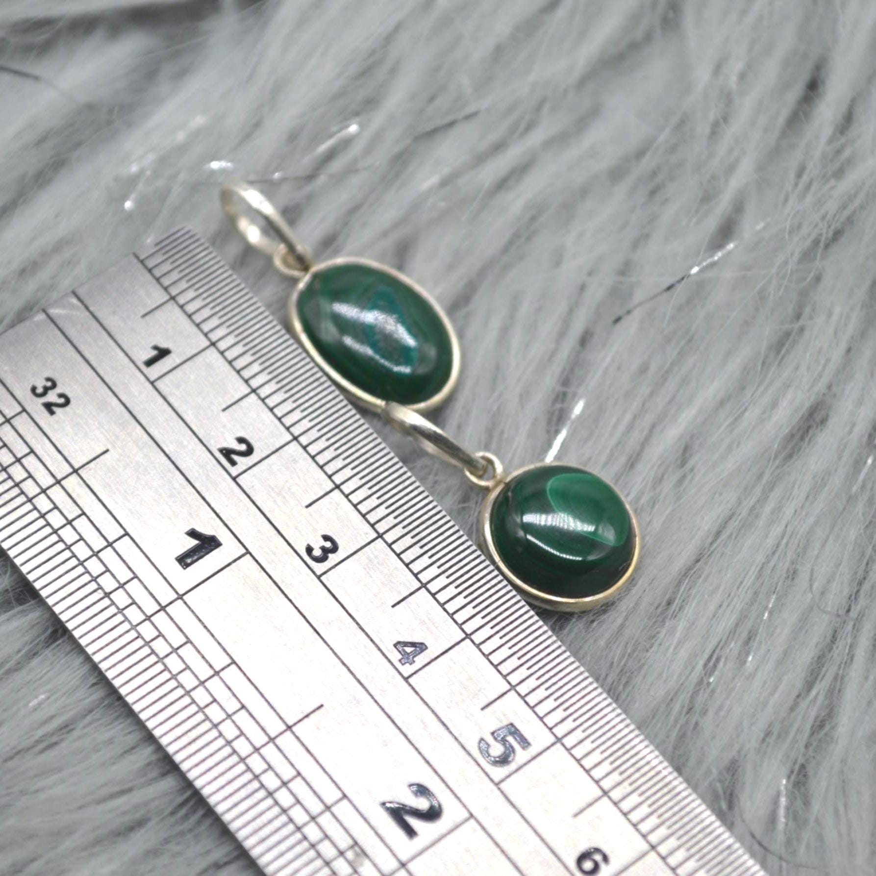 Malachite Pendant: Sterling Silver, Green Gemstone, Oval or Round