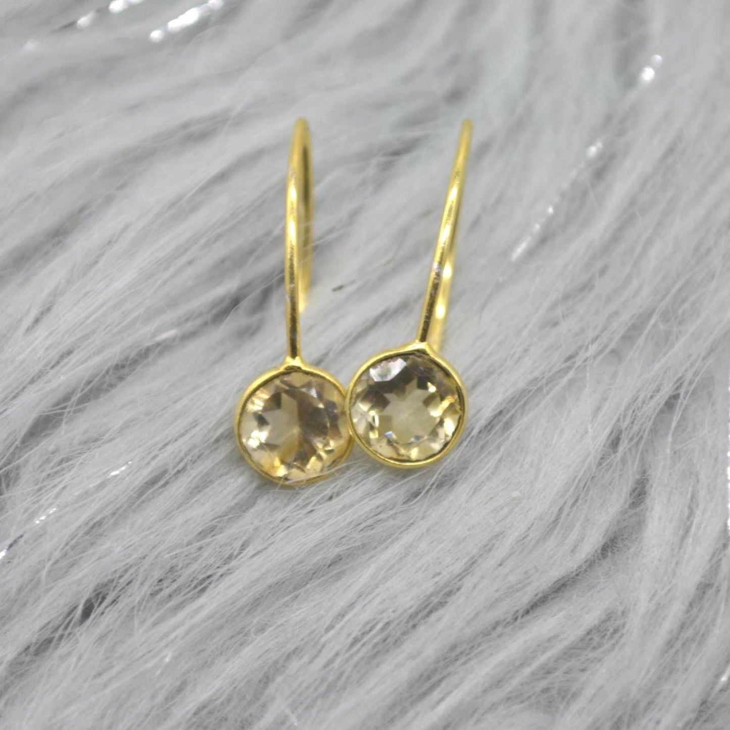 Gemstone Dangle Drop Earrings: Gold Plated Silver, Garnet Citrine Labradorite Peridot or Green Amethyst