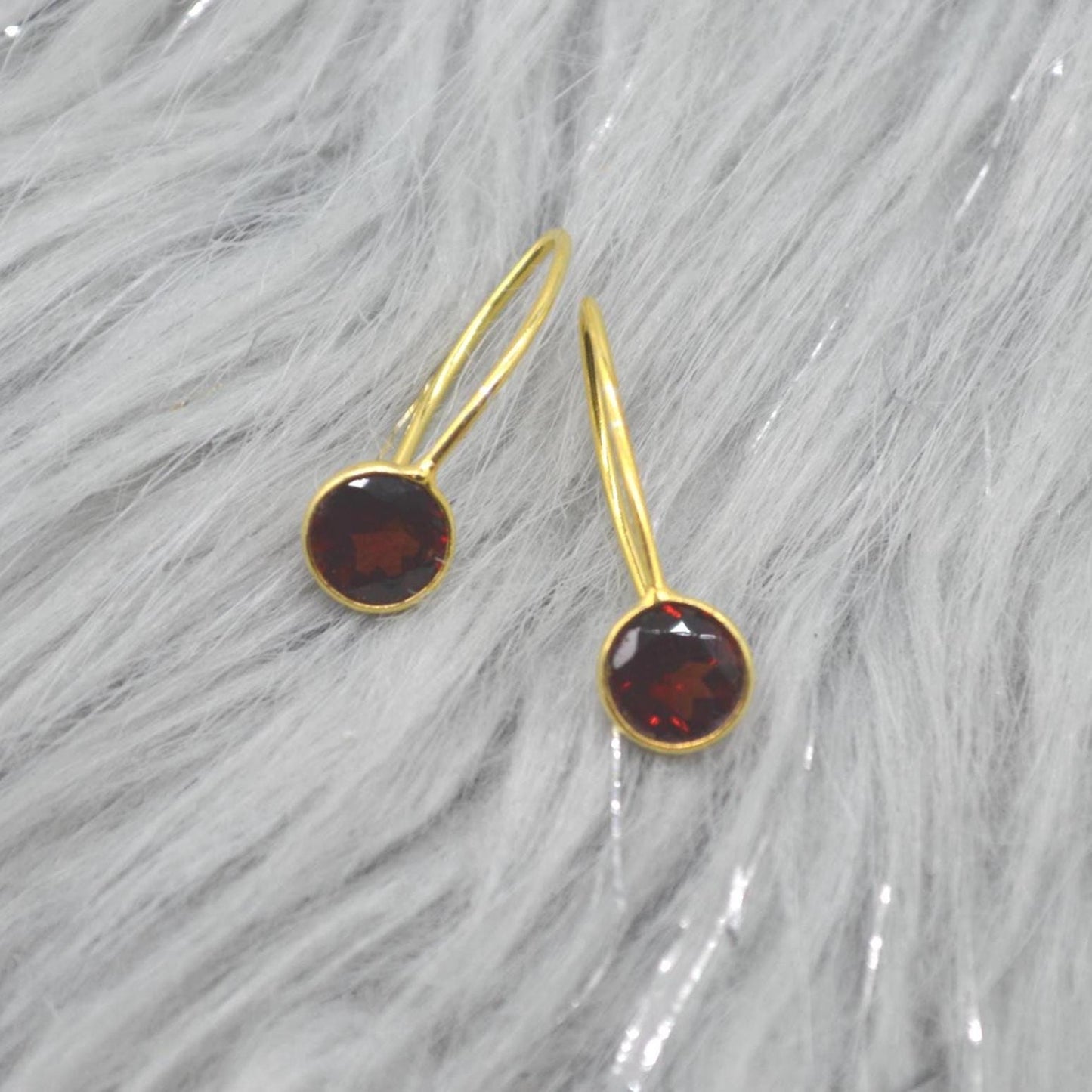 Gemstone Dangle Drop Earrings: Gold Plated Silver, Garnet Citrine Labradorite Peridot or Green Amethyst