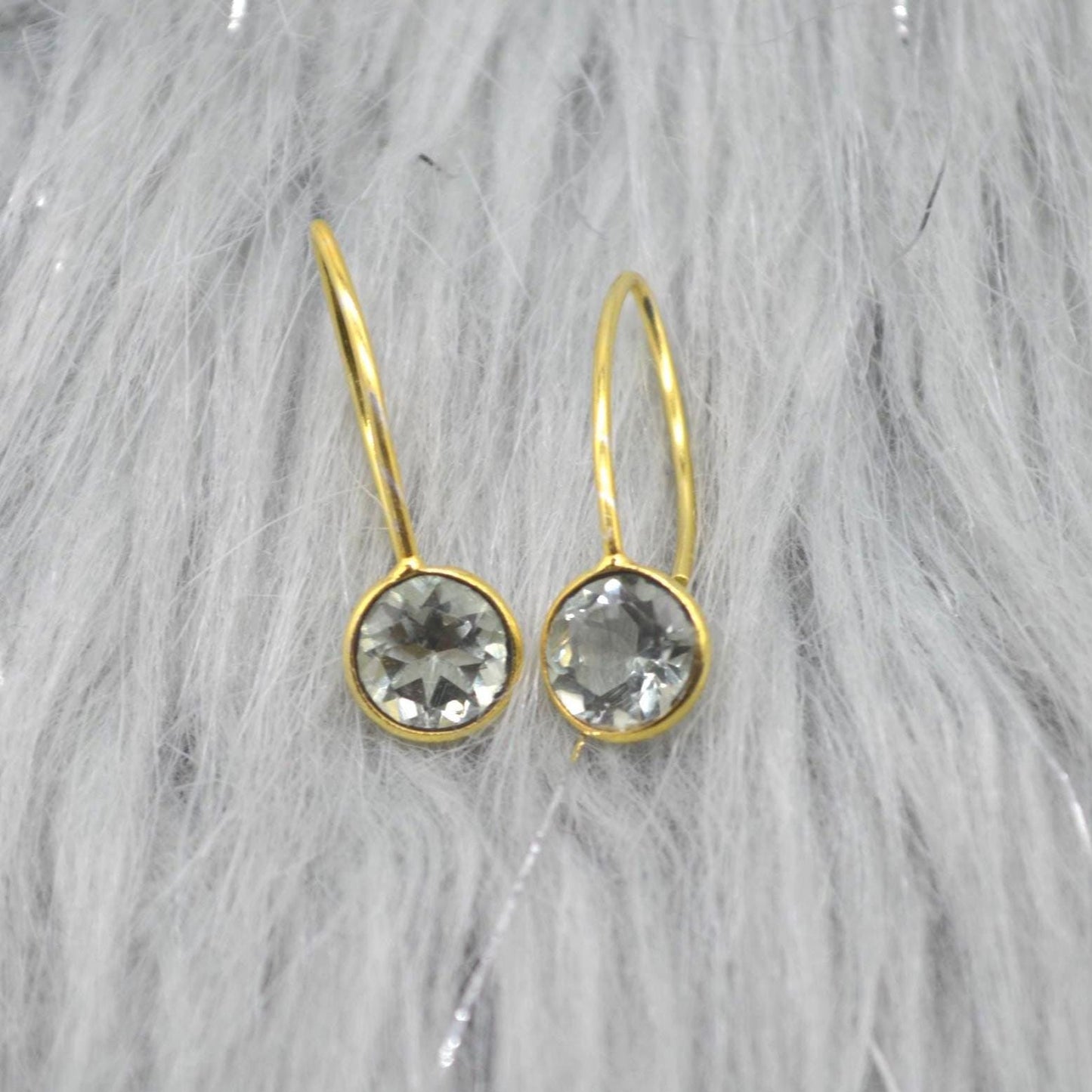 Gemstone Dangle Drop Earrings: Gold Plated Silver, Garnet Citrine Labradorite Peridot or Green Amethyst