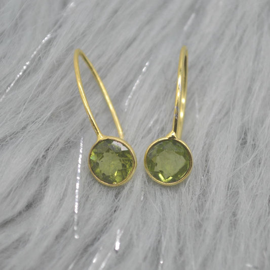 Gemstone Dangle Drop Earrings: Gold Plated Silver, Garnet Citrine Labradorite Peridot or Green Amethyst