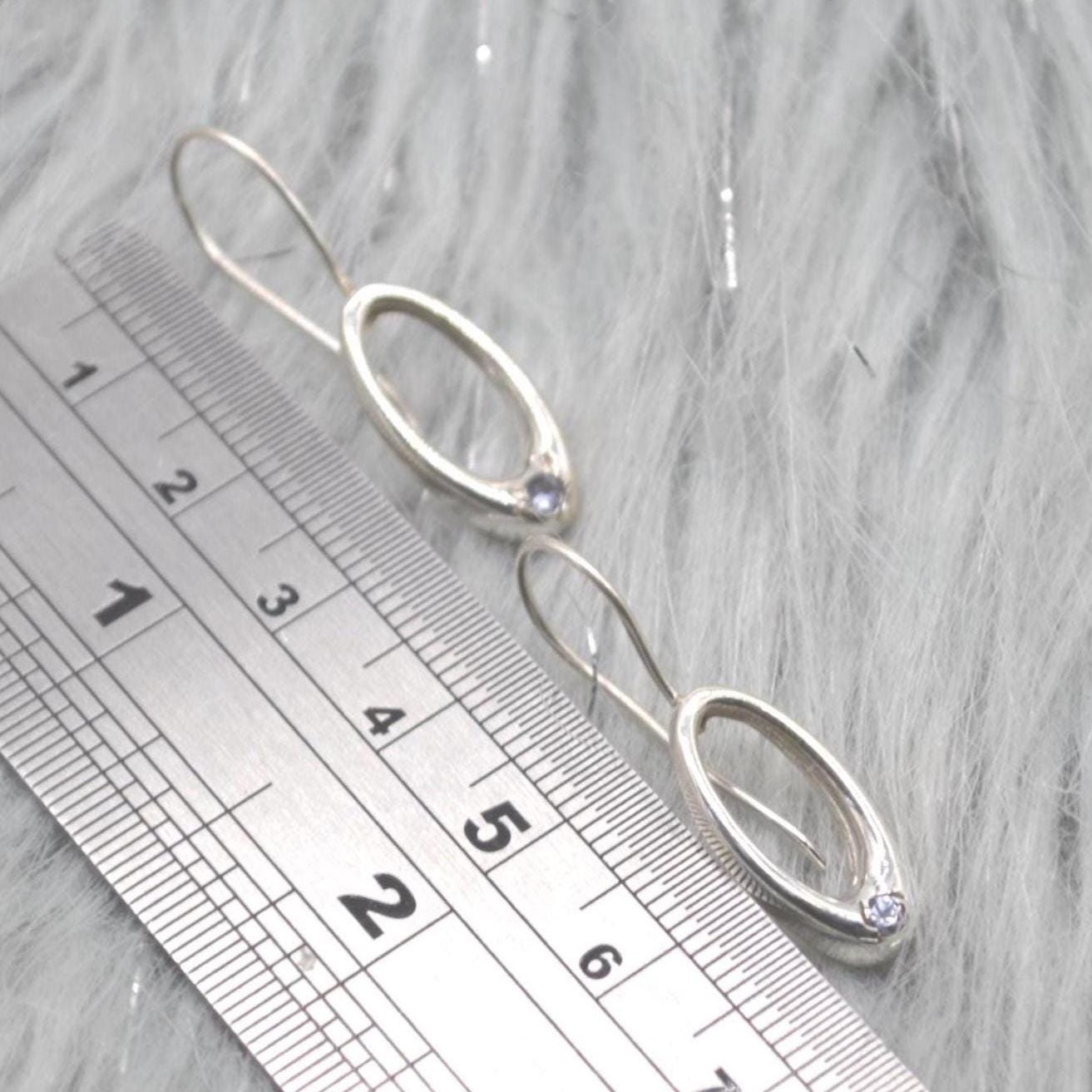 Citrine or Iolite Silver Earrings: Oval Gemstone Drop