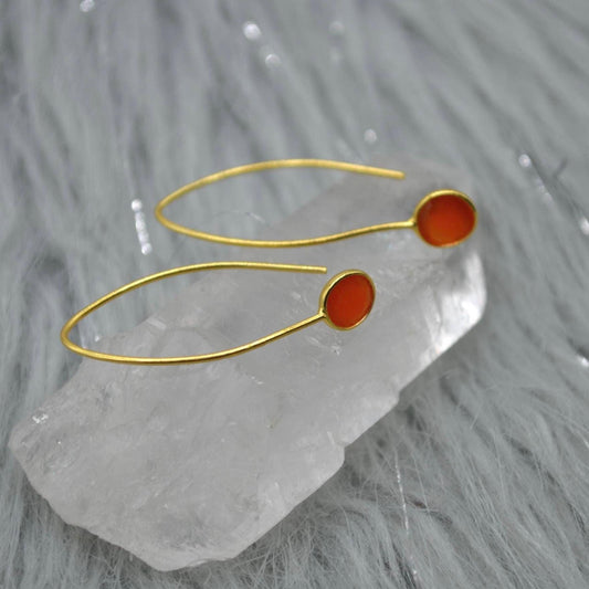 Chalcedony Earings: Gold Plated Silver, Pink, Orange, Yellow or Blue, Dangle Drop