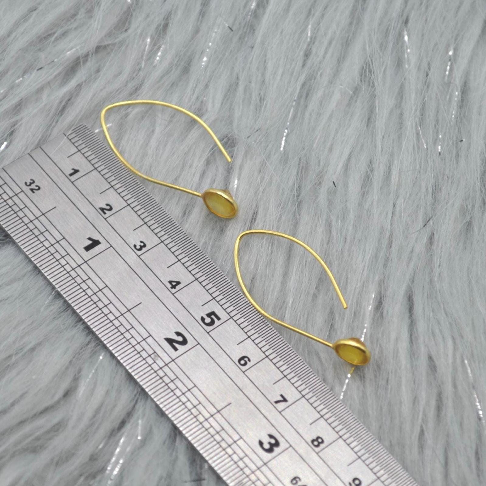 Chalcedony Earings: Gold Plated Silver, Pink, Orange, Yellow or Blue, Dangle Drop