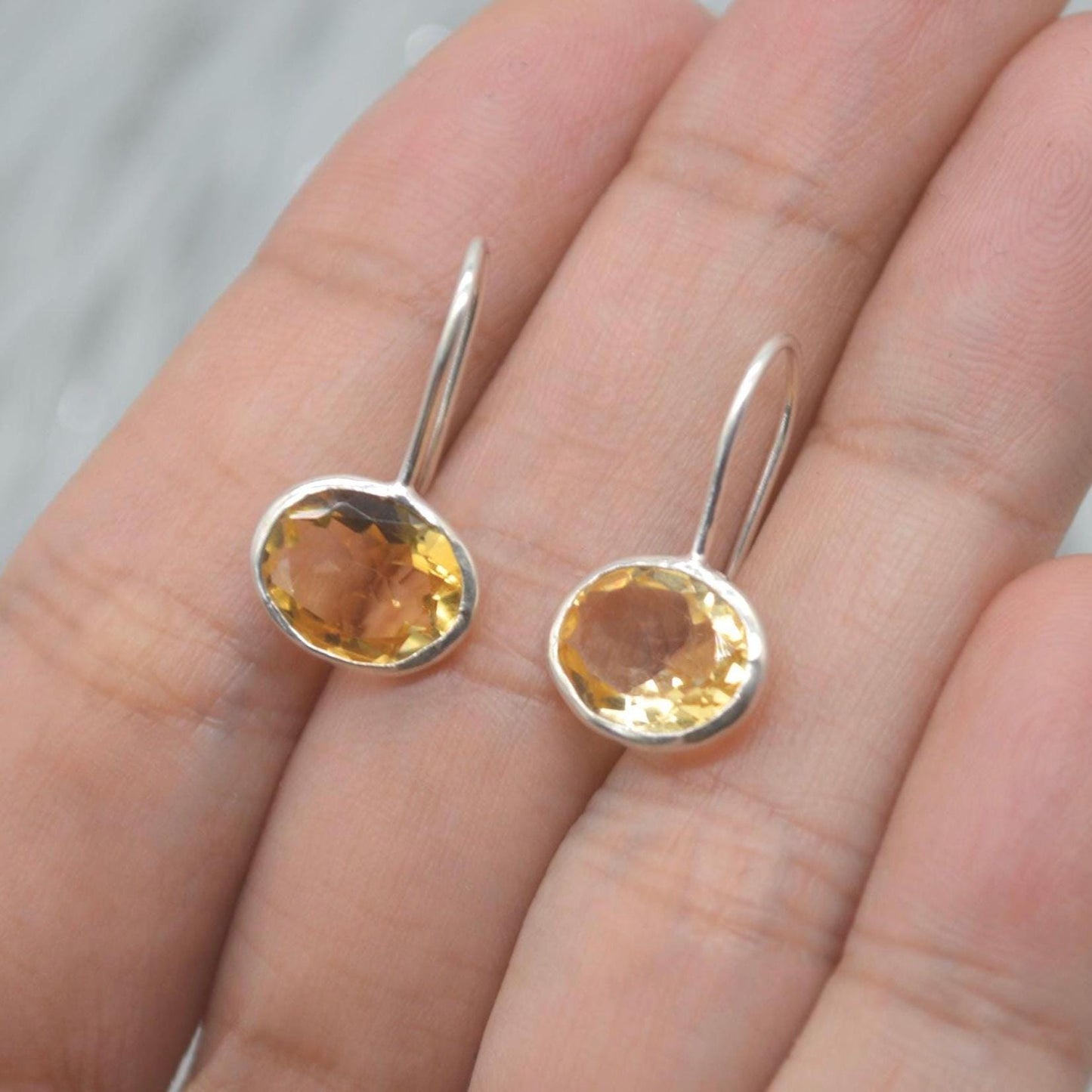 Citrine Earrings: Dangle Drop, Silver or Gold, November Birthstone, Yellow Gemstone Jewelry
