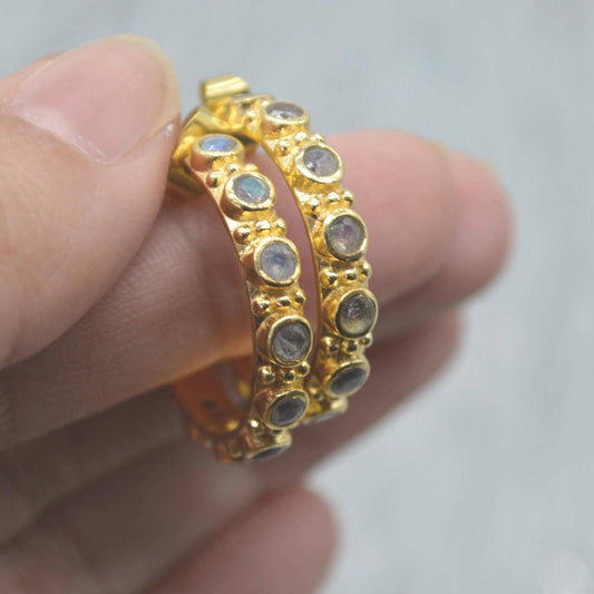 Labradorite Hoop Earrings: Silver or Gold, Blue Grey Gemstone Jewelry