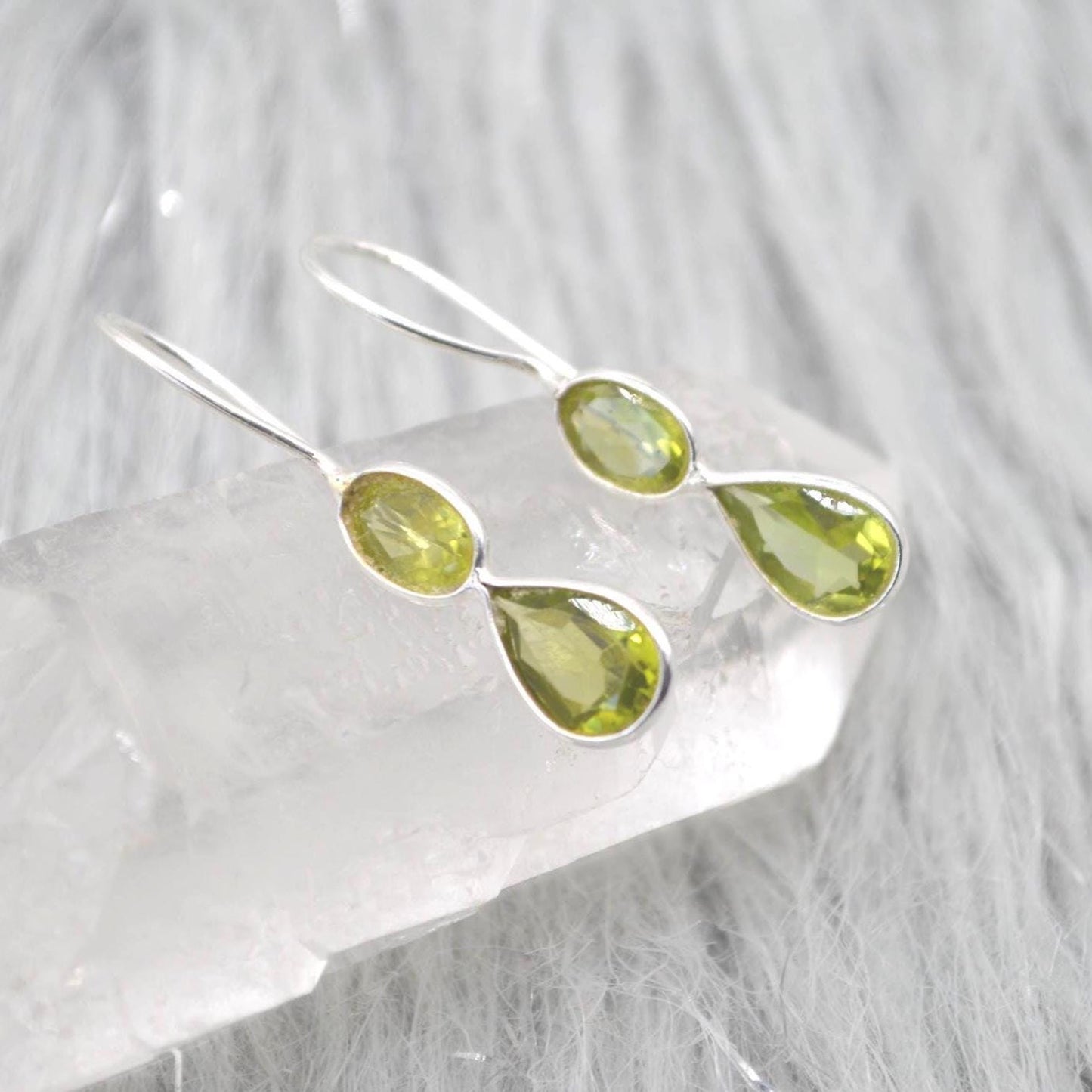Peridot Teardrop Earrings: Silver or Gold, August Birthstone, Unique Dangle Drop, Green Gemstone