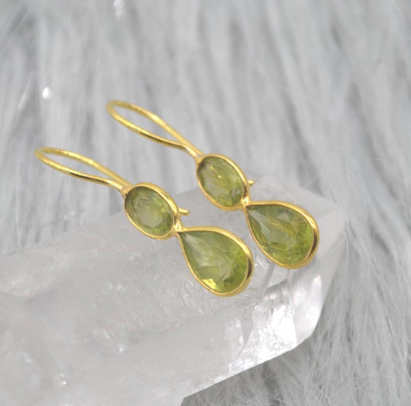 Peridot Teardrop Earrings: Silver or Gold, August Birthstone, Unique Dangle Drop, Green Gemstone