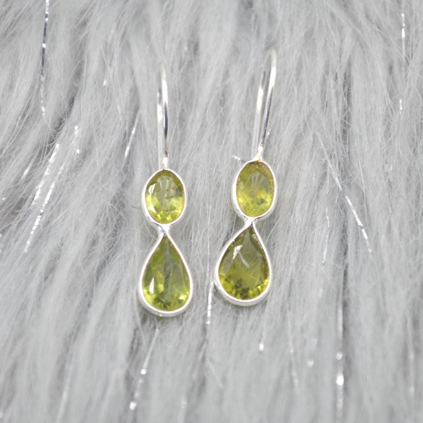 Peridot Teardrop Earrings: Silver or Gold, August Birthstone, Unique Dangle Drop, Green Gemstone