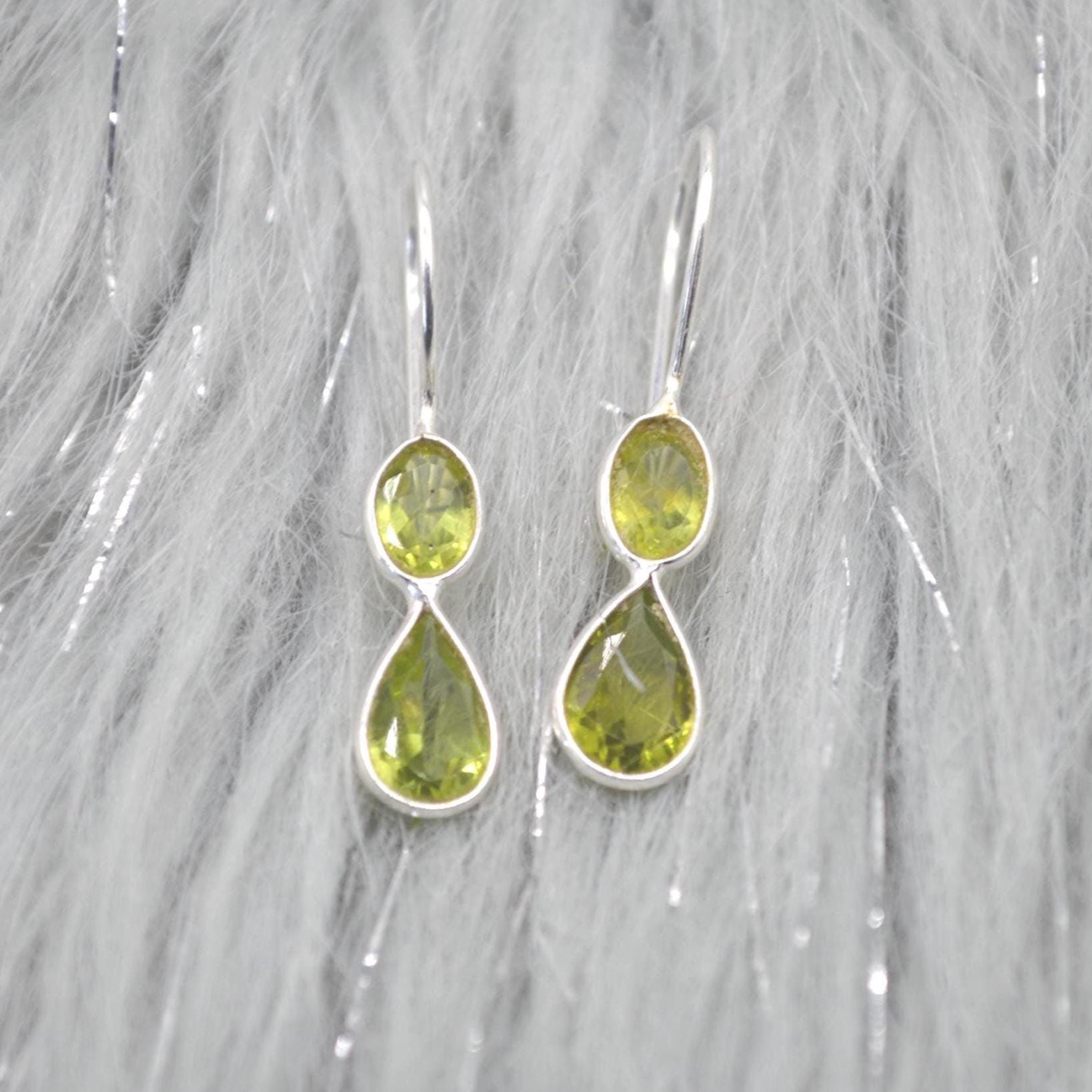 Peridot Teardrop Earrings: Silver or Gold, August Birthstone, Unique Dangle Drop, Green Gemstone