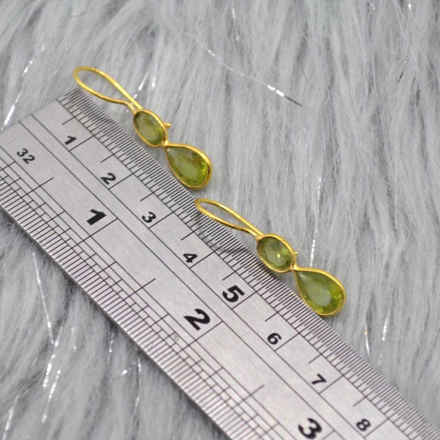 Peridot Teardrop Earrings: Silver or Gold, August Birthstone, Unique Dangle Drop, Green Gemstone