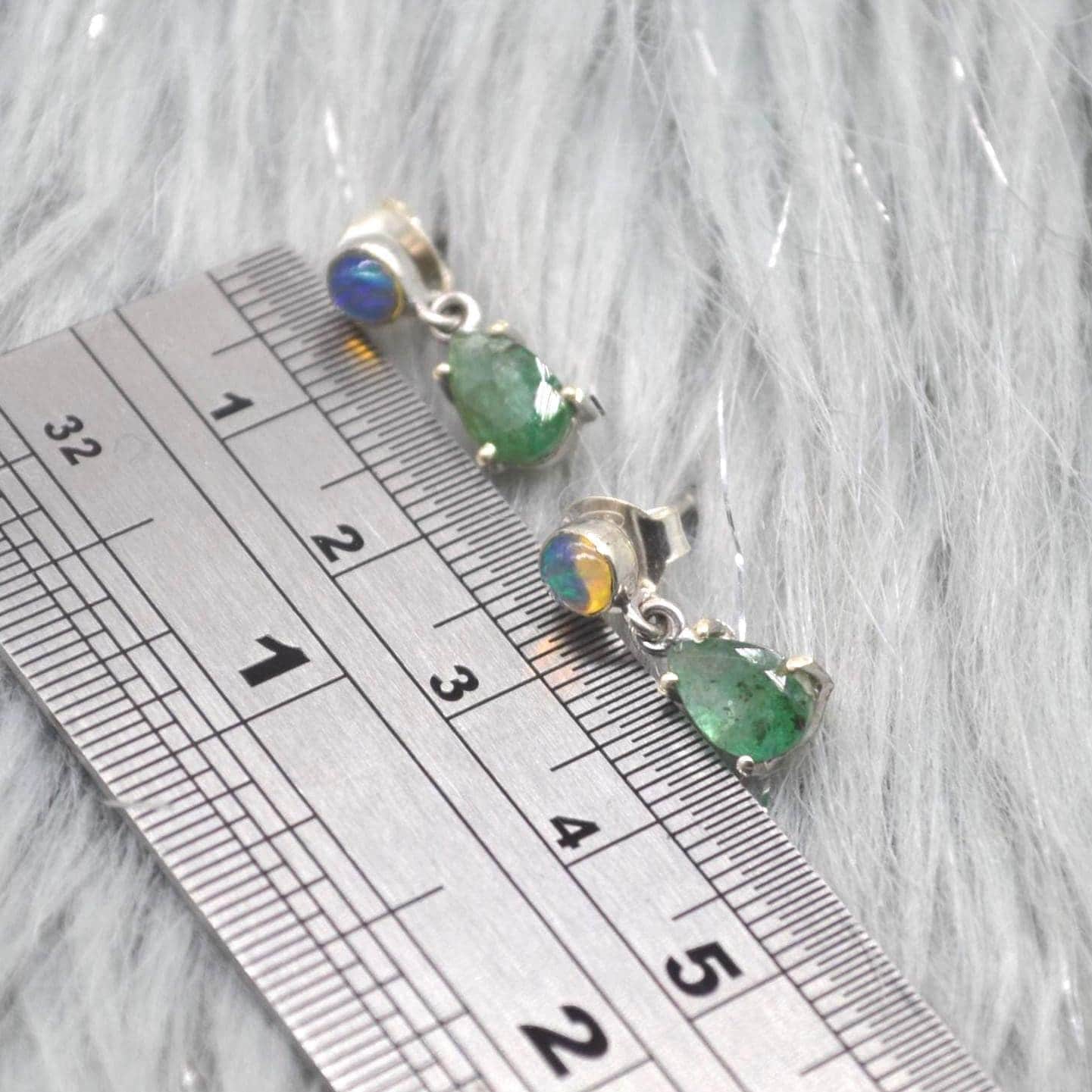 Opal Emerald Earrings: Gold or Silver, May October Birthstone, Green Gemstone Drop