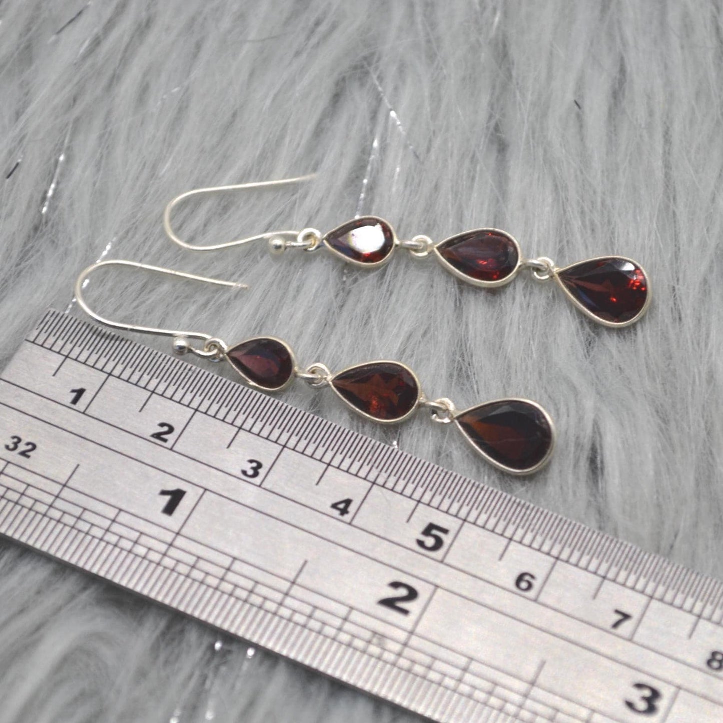 Red Garnet Teardrop Earrings: Silver, January Birthstone, Dangle Drop