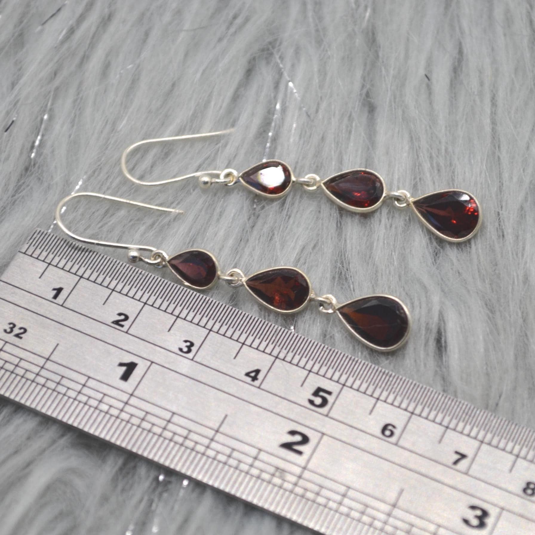 Red Garnet Teardrop Earrings: Silver, January Birthstone, Dangle Drop